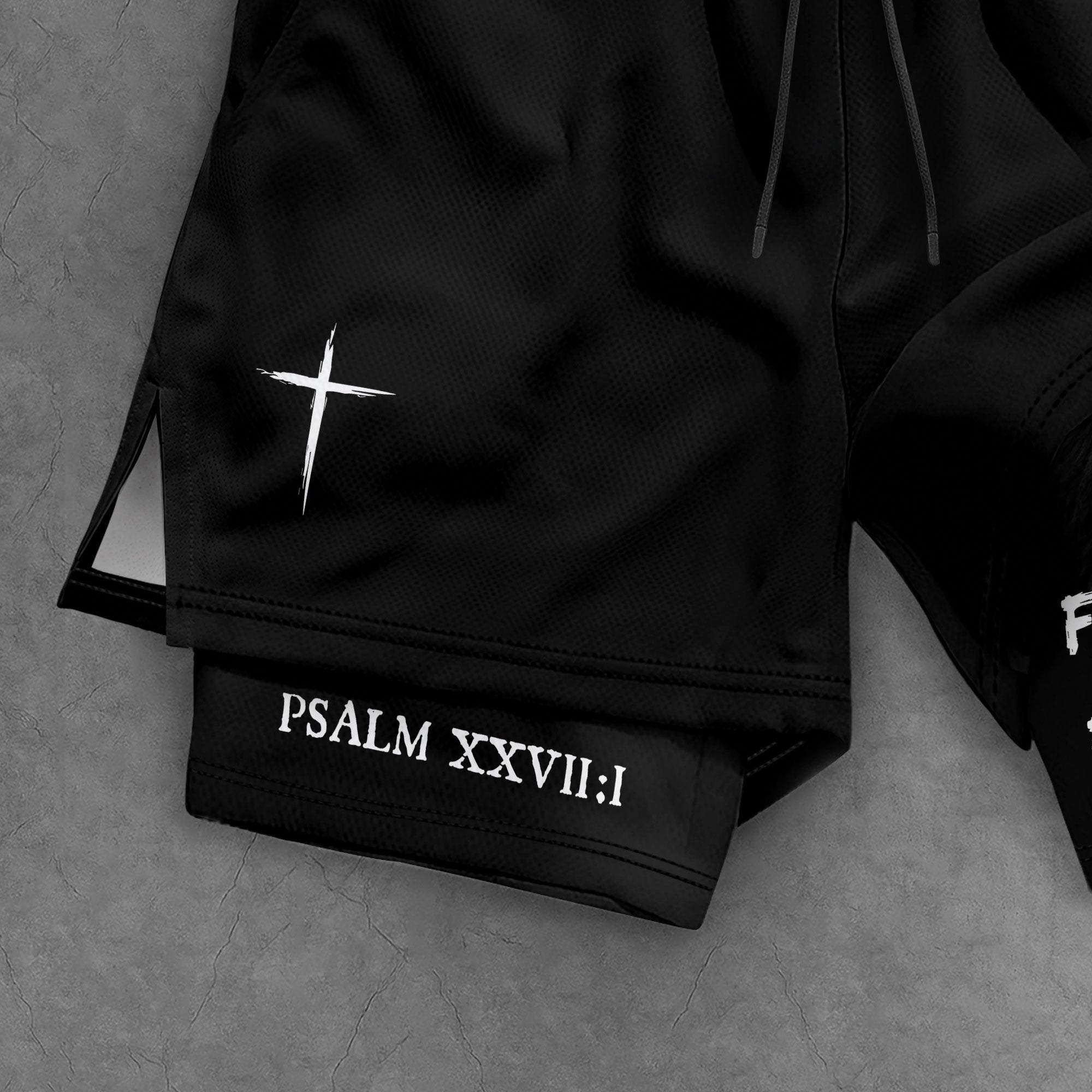Psalm 27:1 Faith Over Fear Christian Mens Gym Shorts Lion Knight Bible Verse Design - Rust Field Wear