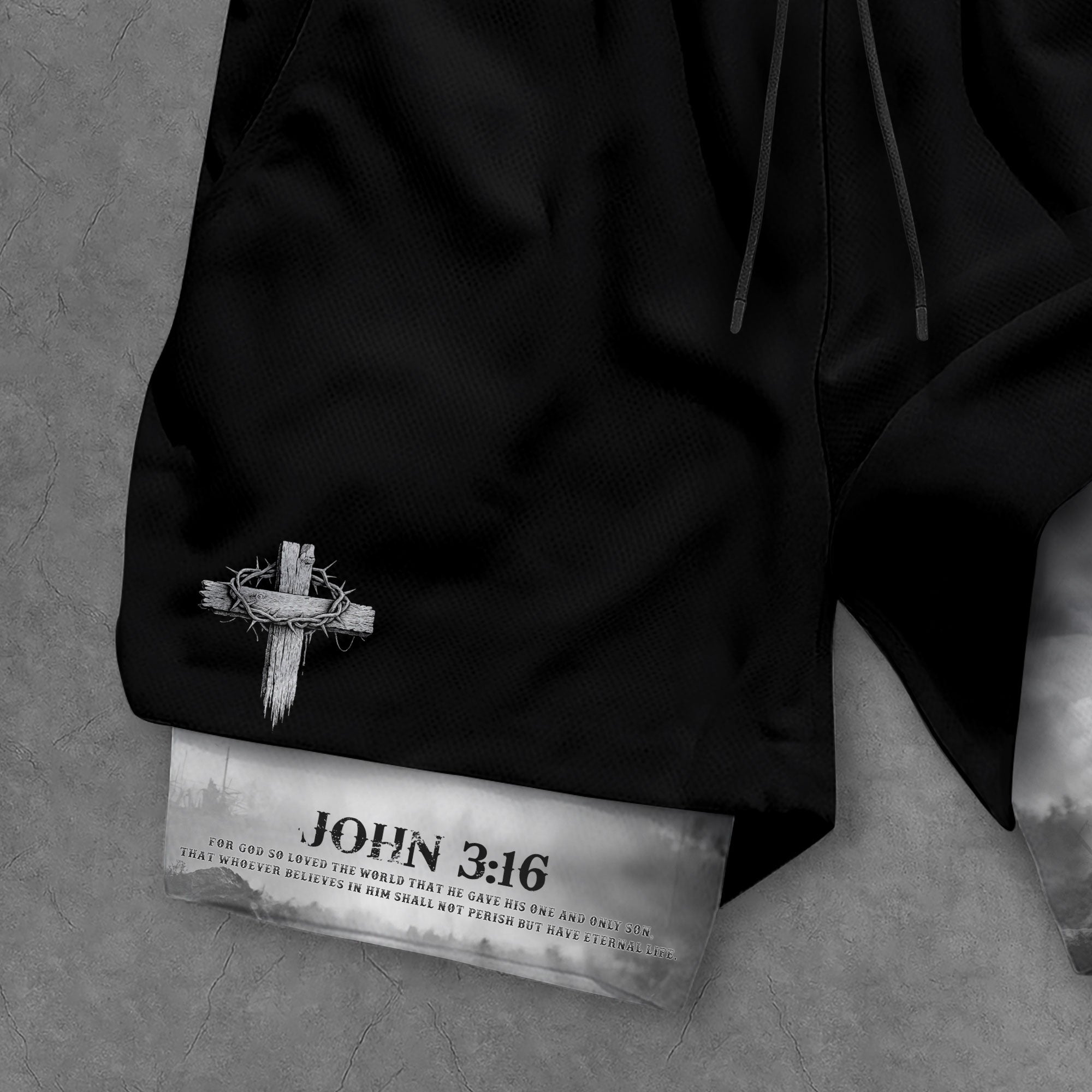 John 3:16 Christian Gym Workout Shorts Men Lion and Lamb Cross Bible Verse
