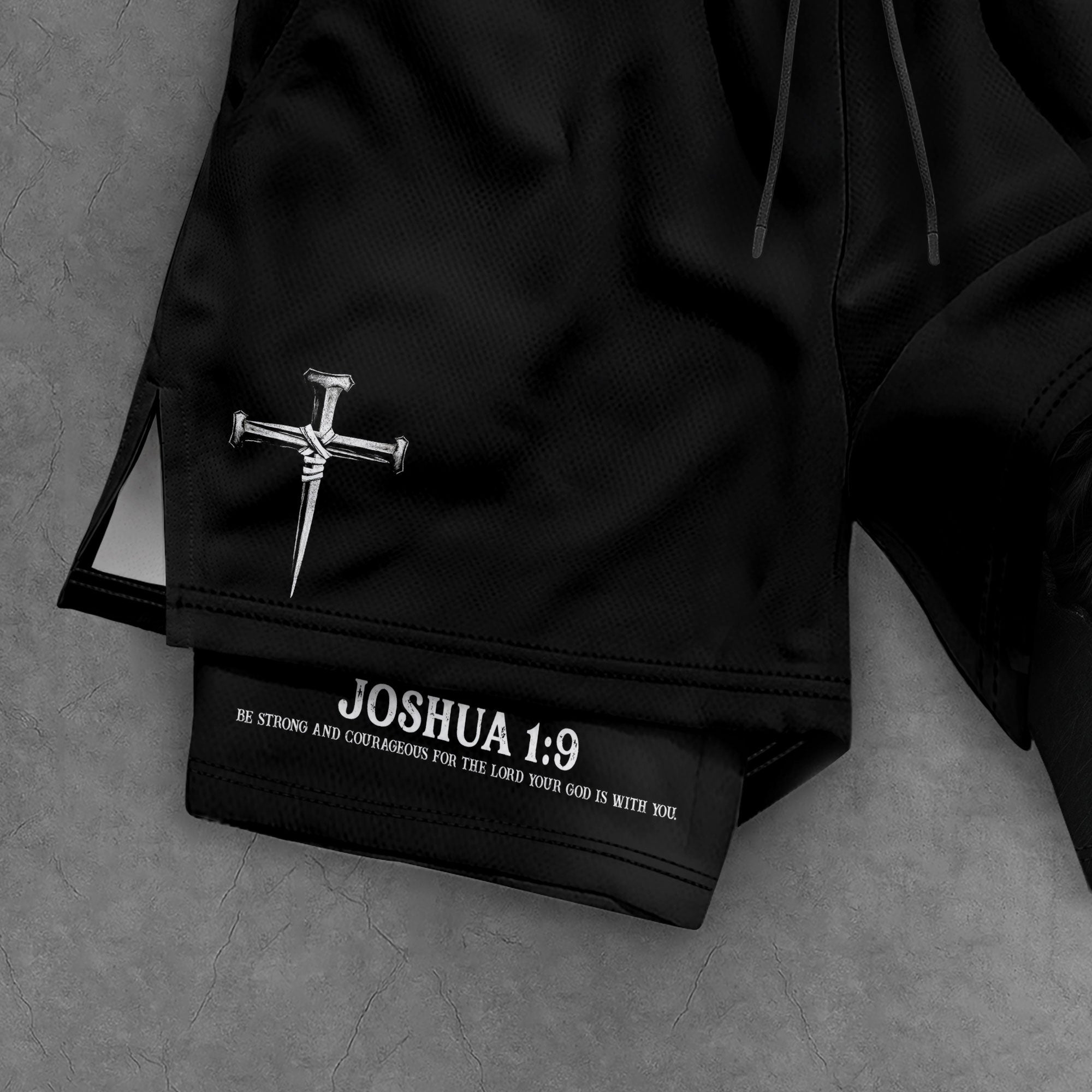 Joshua 1:9 Christian Gym Workout Shorts Men Lion of Judah Bible Verse Activewear - Rust Field Wear