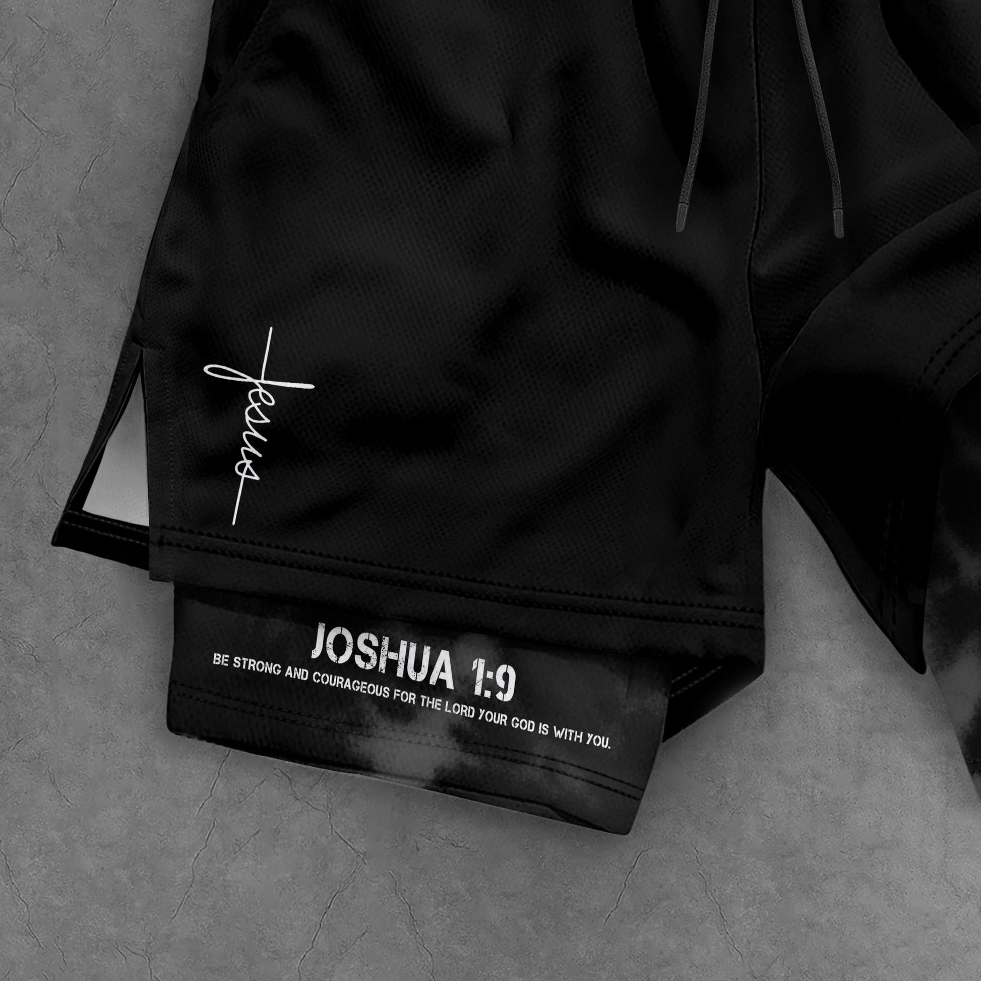 Joshua 1:9 Christian Gym Workout Shorts Men Jesus Cross Bible Verse Religious - Rust Field Wear