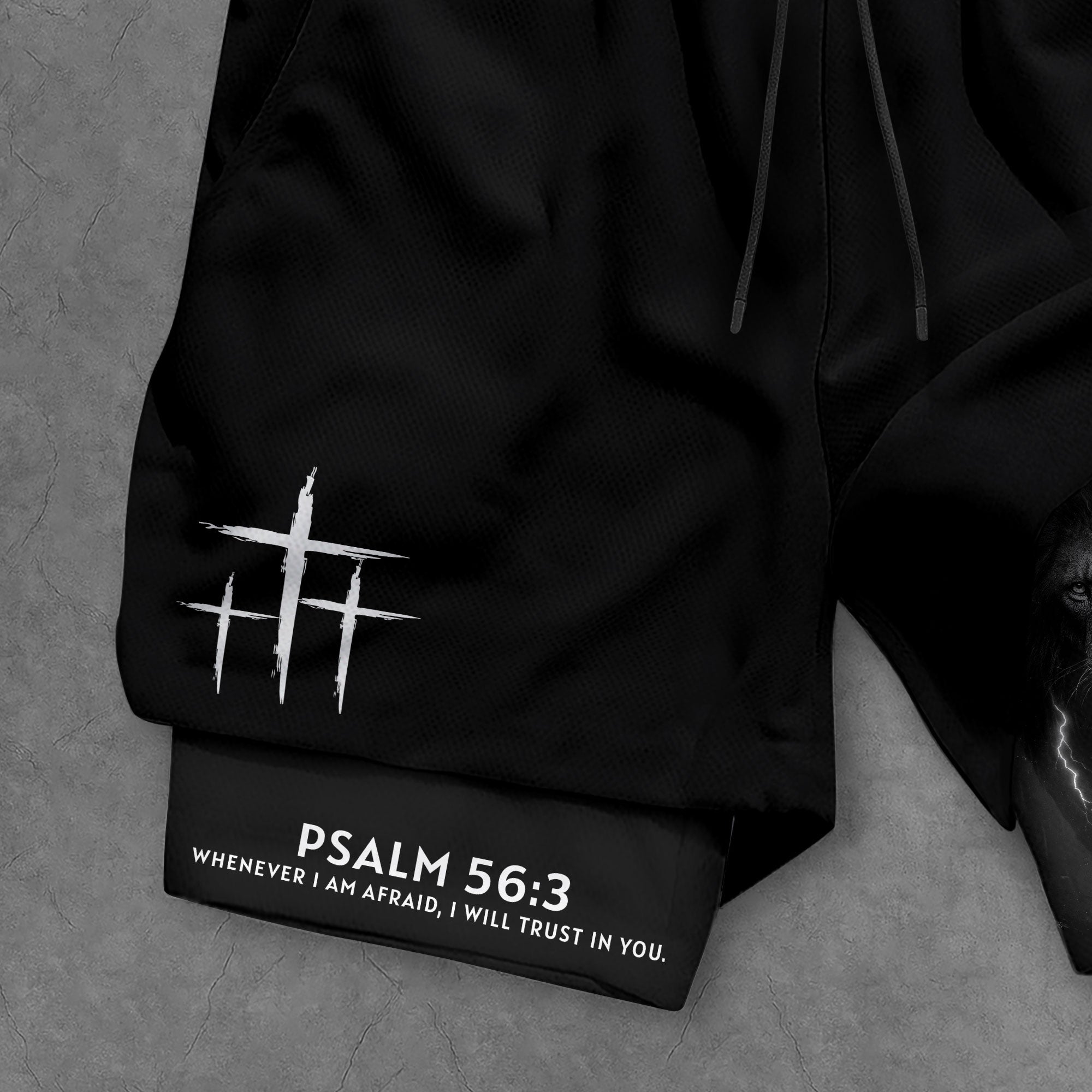 Psalm 56:3 Christian Gym Workout Shorts Men Lion Jesus Cross Bible Verse