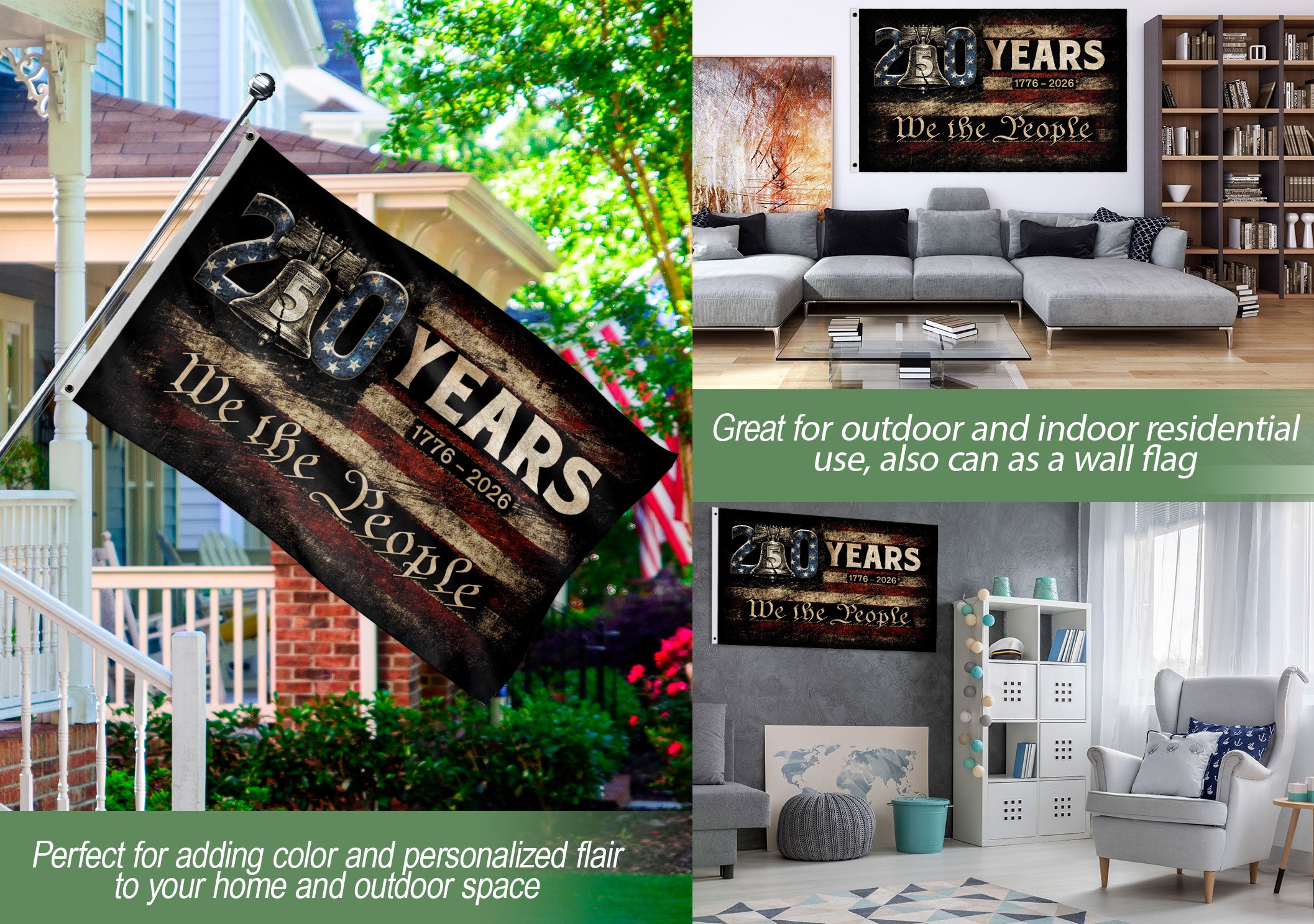 USA 250th Anniversary Flag 1776-2026 American Flag Liberty Bell We The People Patriotic