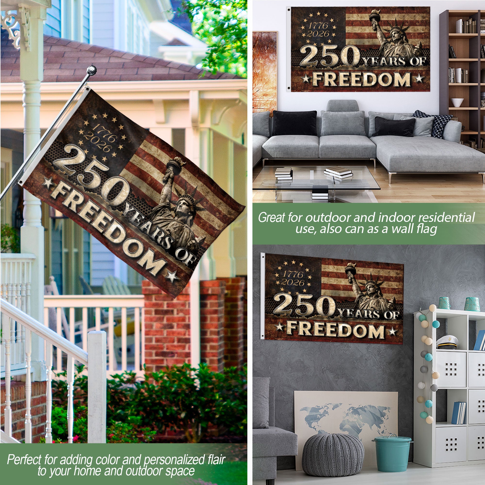 250 Years of Freedom Flag 1776–2026 – Double-Sided Patriotic American Décor