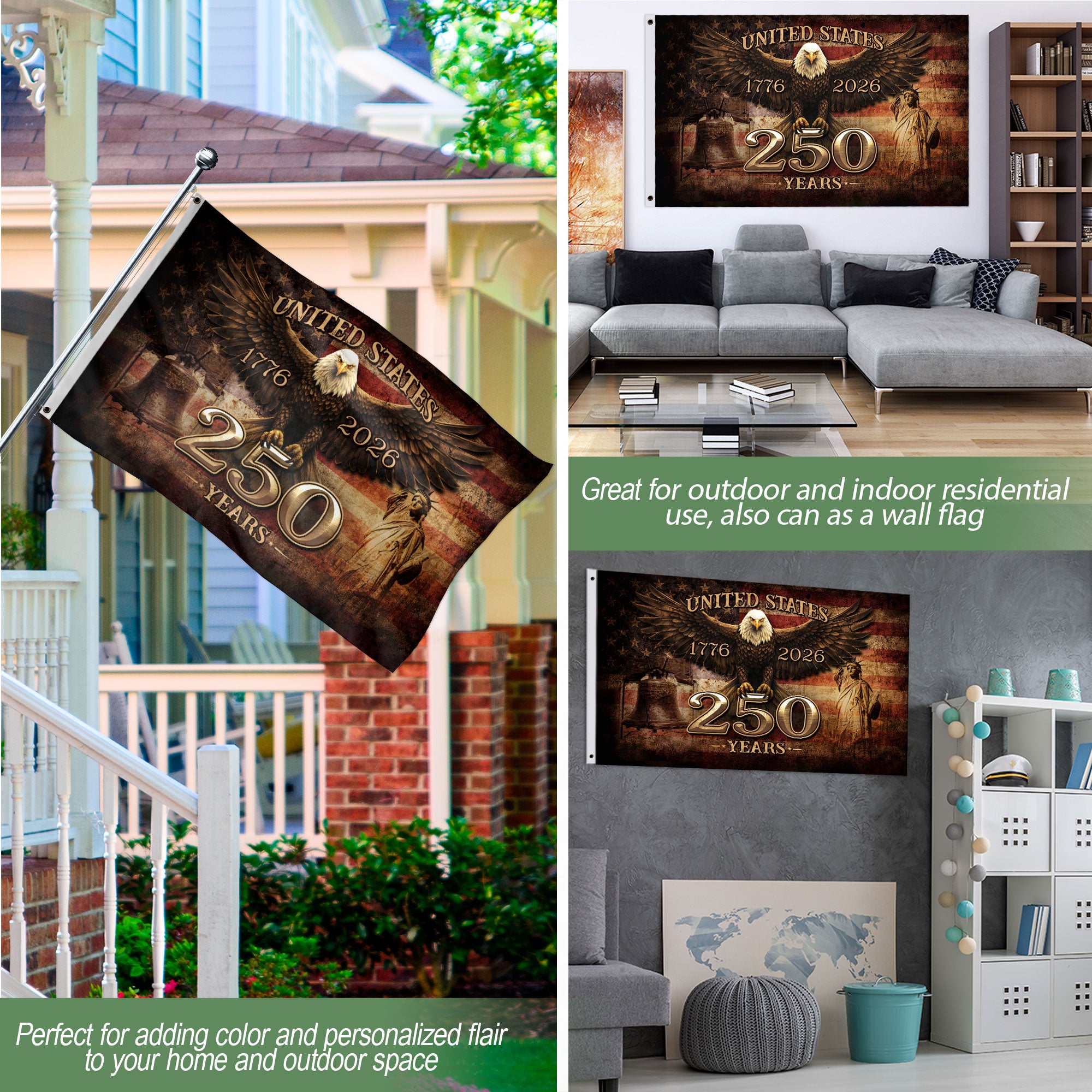 United States 250 Years Semiquincentennial Flag 1776–2026 – Eagle Patriotic American Décor