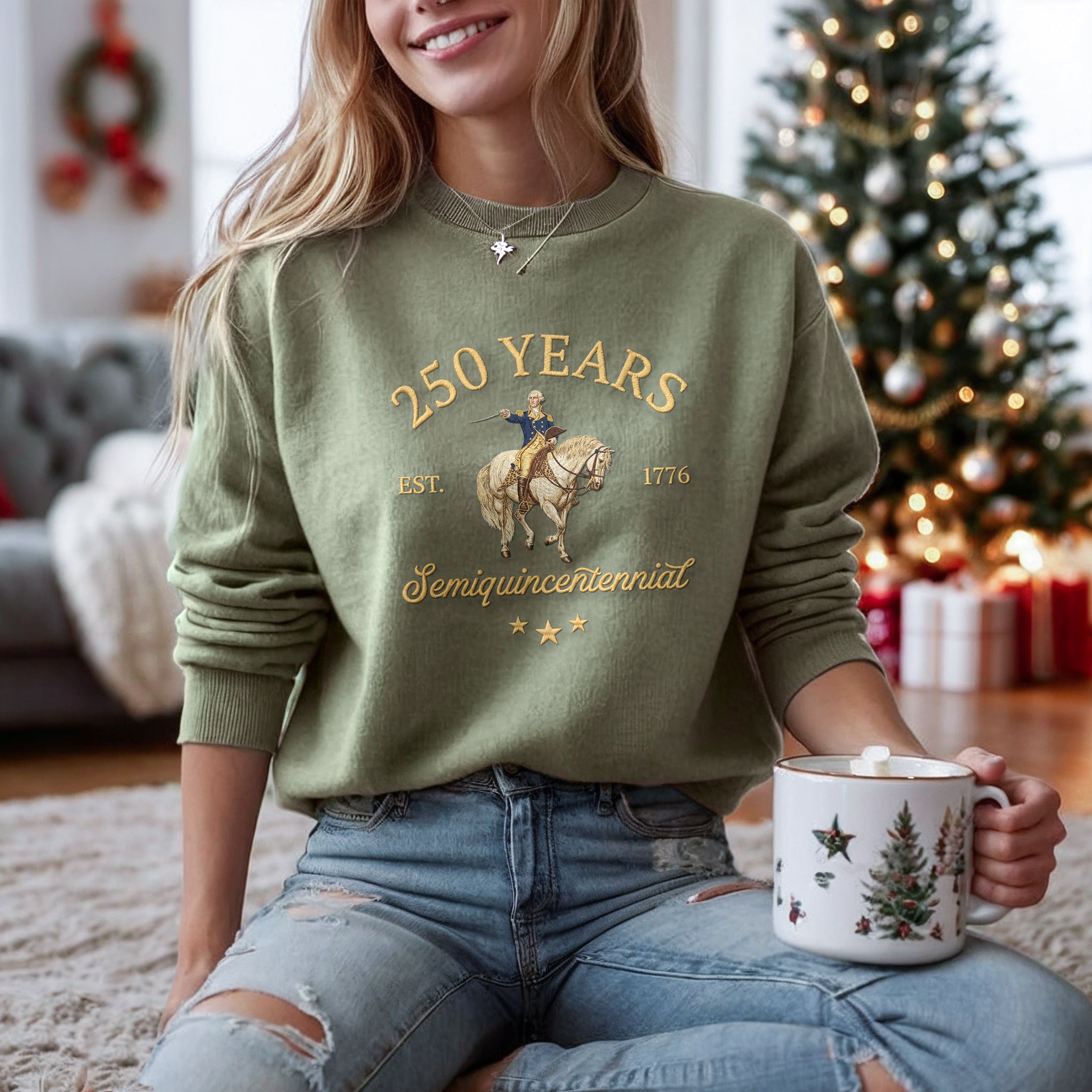 Vintage USA 250th Anniversary Semiquincentennial 250 Years Embroidered Sweatshirt 1776-2026 Patriotic