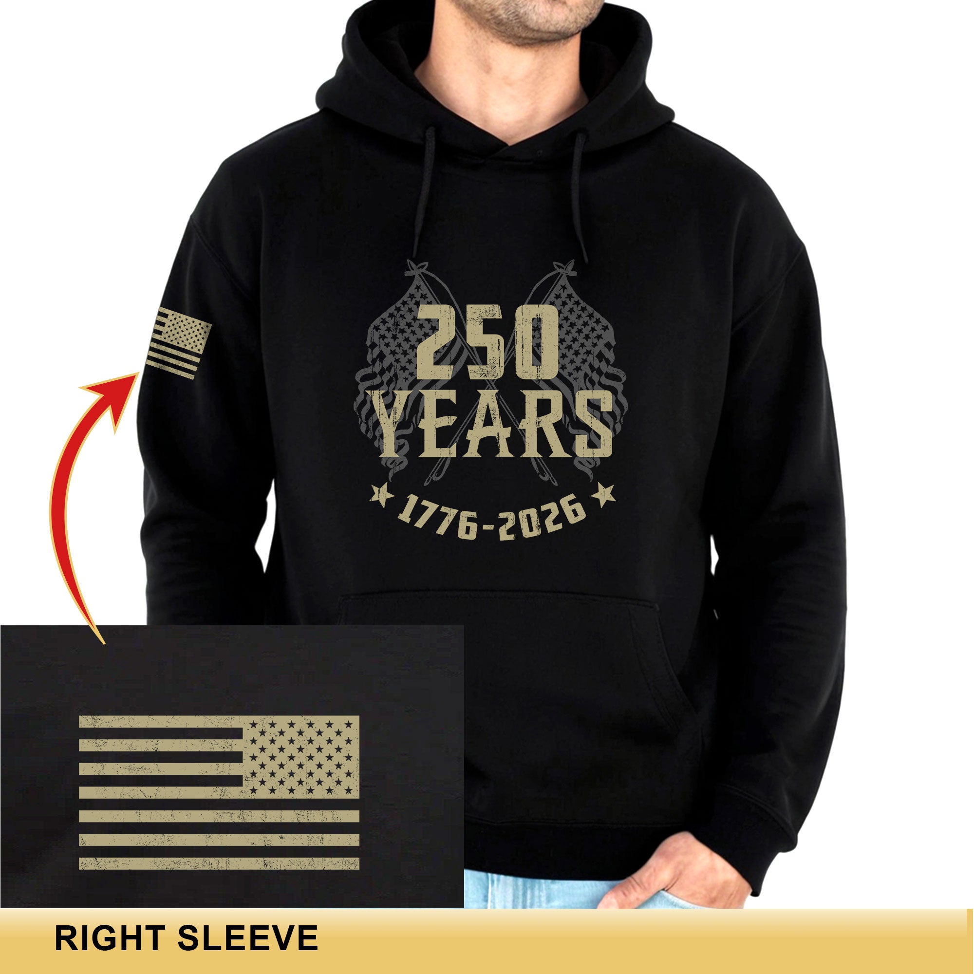 USA 250th Anniversary Semiquincentennial 250 Years Hoodie 1776-2026 Vintage American Flags Patriotic