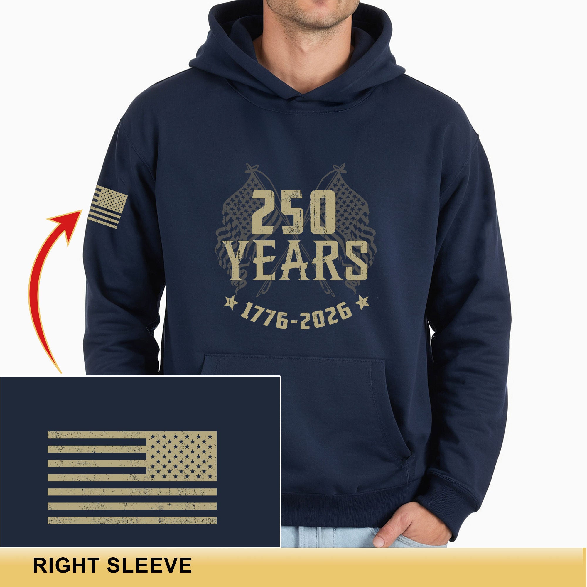 USA 250th Anniversary Semiquincentennial 250 Years Hoodie 1776-2026 Vintage American Flags Patriotic