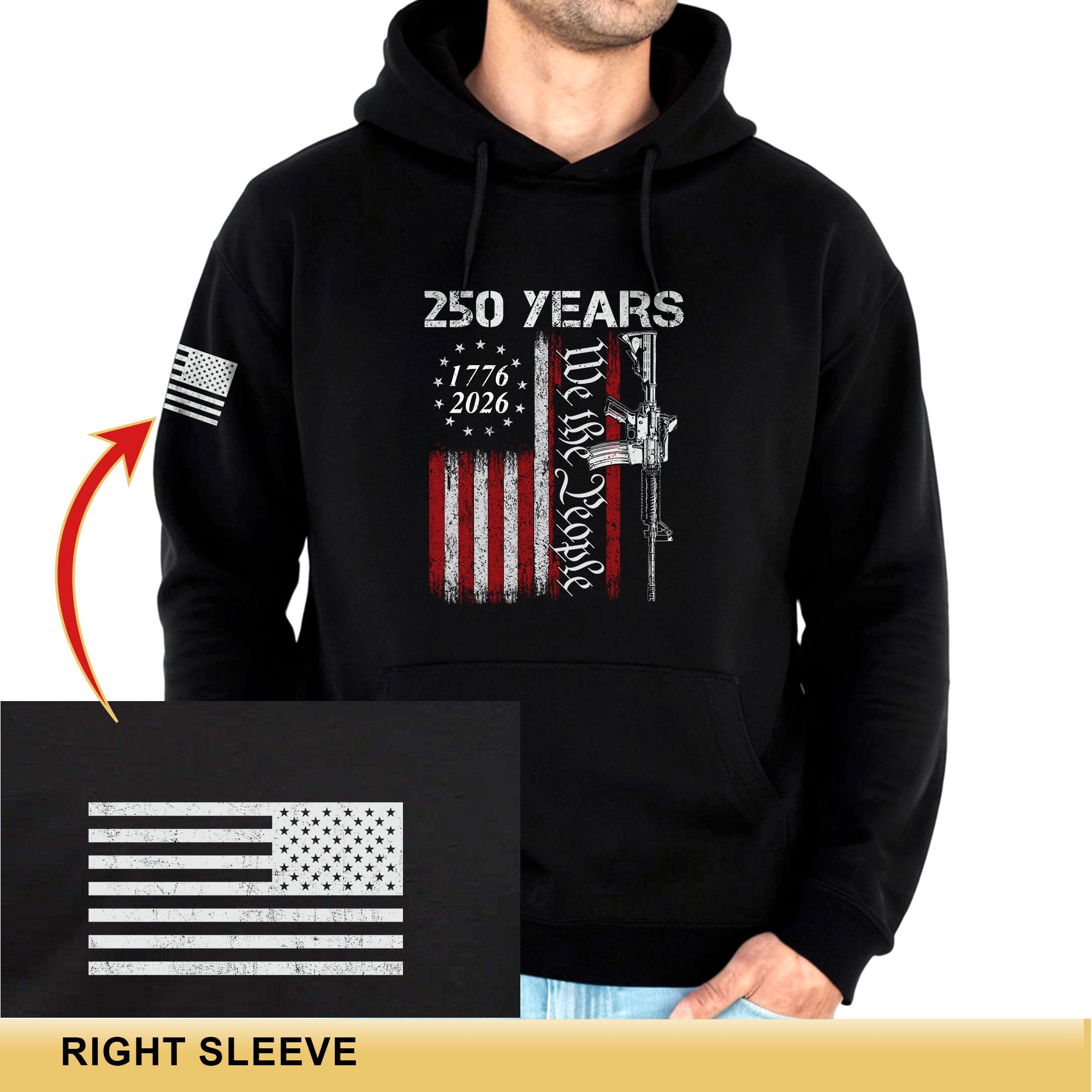 USA 250th Anniversary Semiquincentennial 250 Years Hoodie 1776-2026 We The People Distressed Patriotic