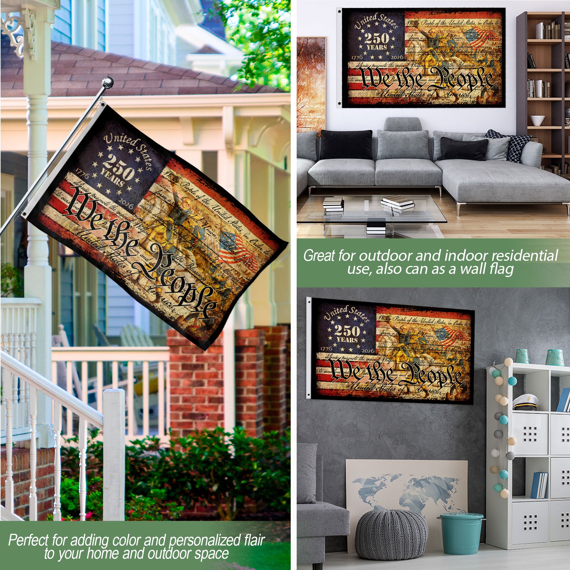 1776–2026 We The People Flag, Patriotic Double-Sided House Décor, 250 Years of Freedom
