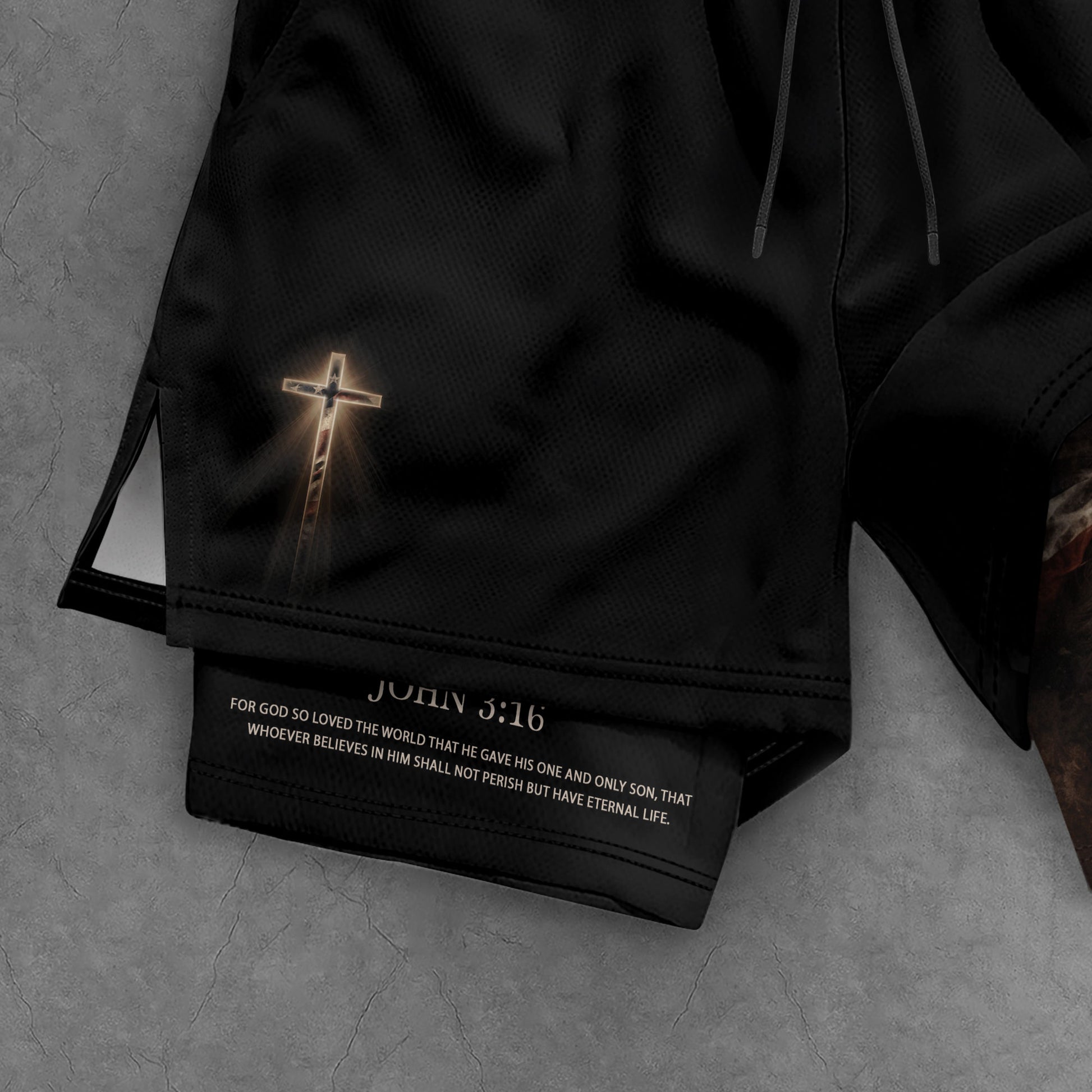 John 3:16 Bible Verse Men Christian Gym Shorts Lion of Judah Training Performance Gear - Rust Field Wear