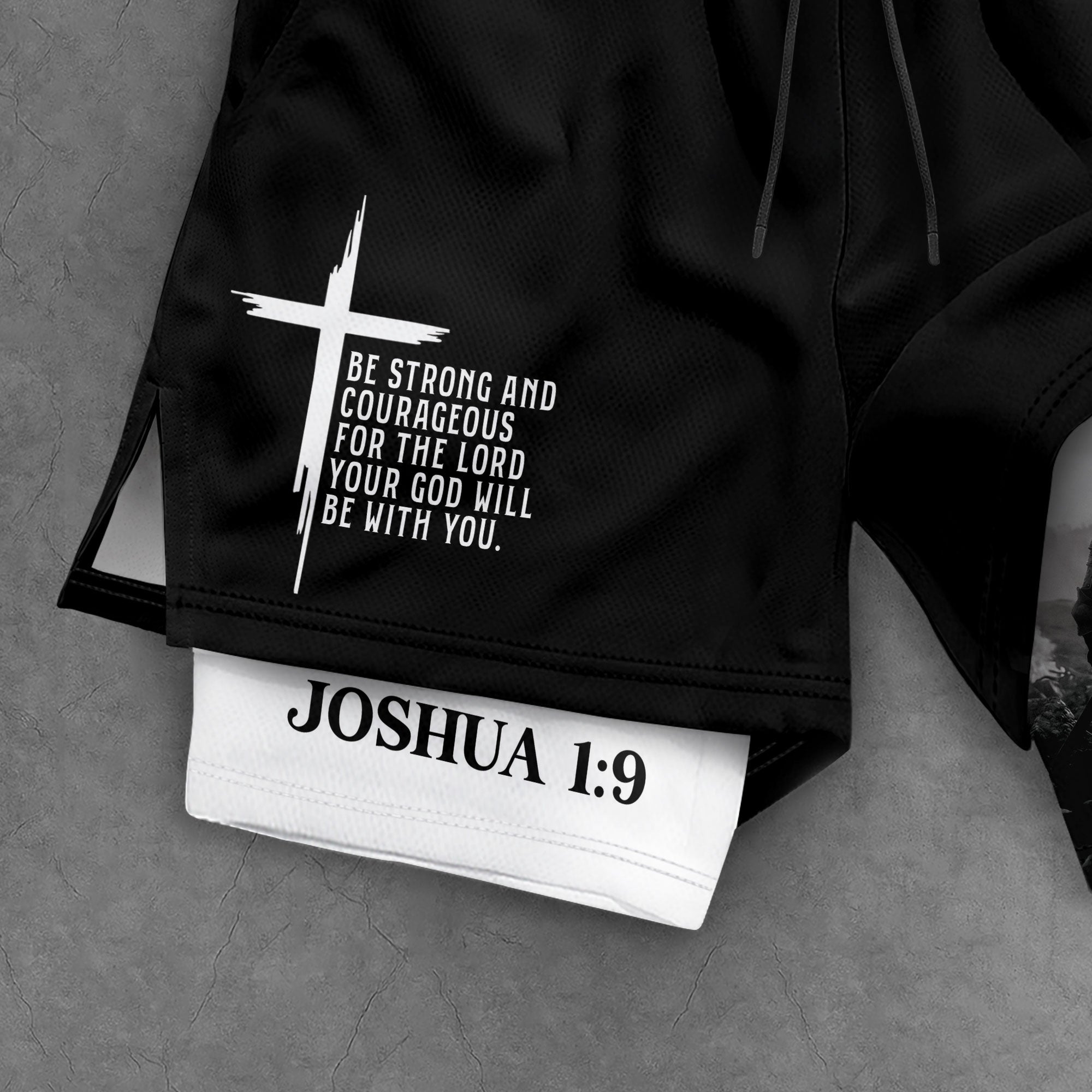 Joshua 1:9 Christian Men Gym Shorts Be Strong and Courageous Bible Verse Training Activewear - Rust Field Wear
