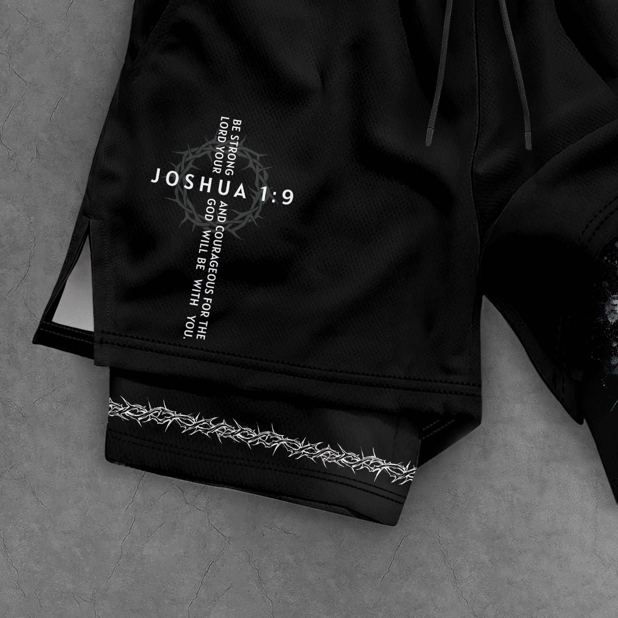 Joshua 1:9 Christian Men Gym Shorts Lion of Judah Athletic Activewear Gear - Rust Field Wear