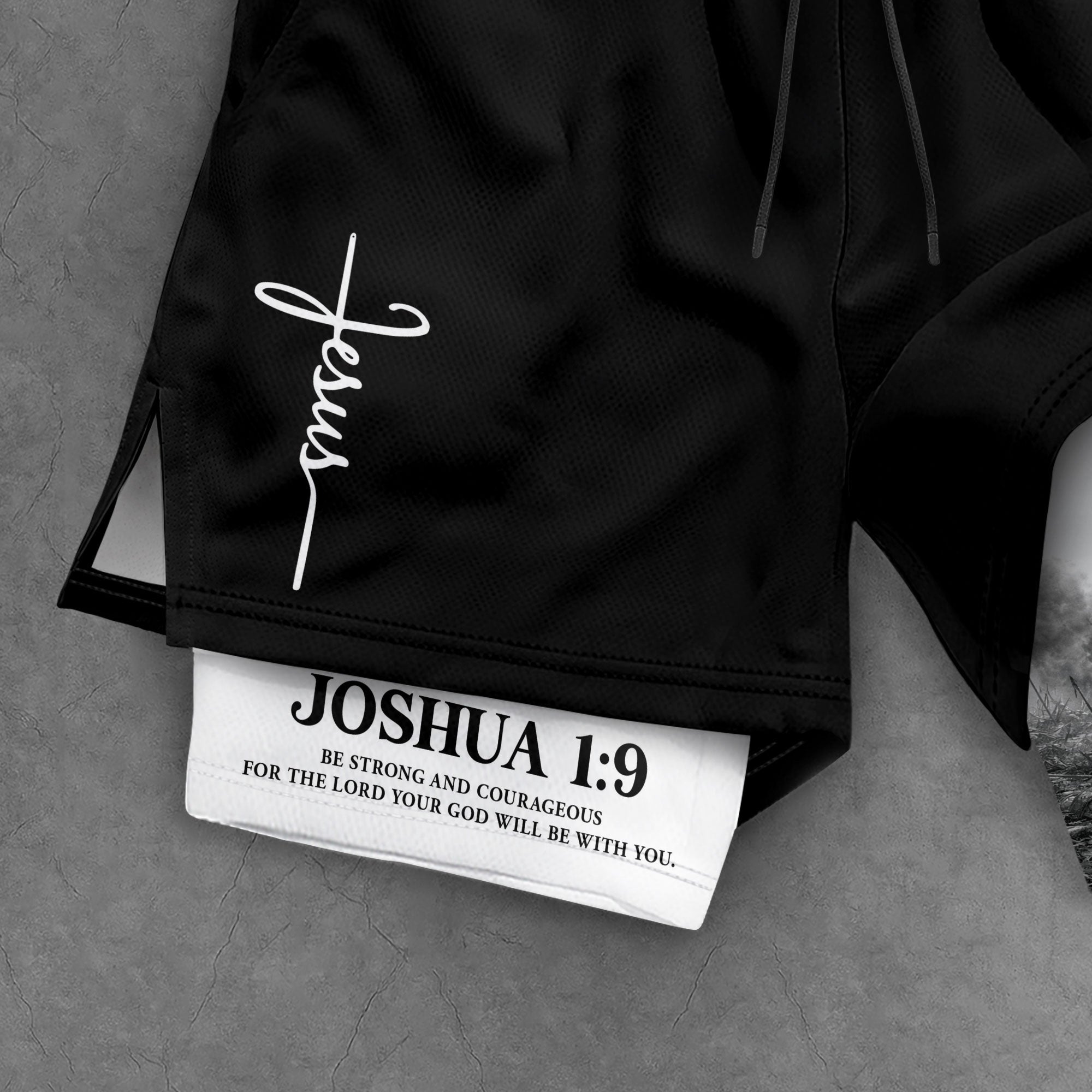 Joshua 1:9 Christian Men Gym Shorts Jesus Strong Knight Bible Training Performance Gear - Rust Field Wear