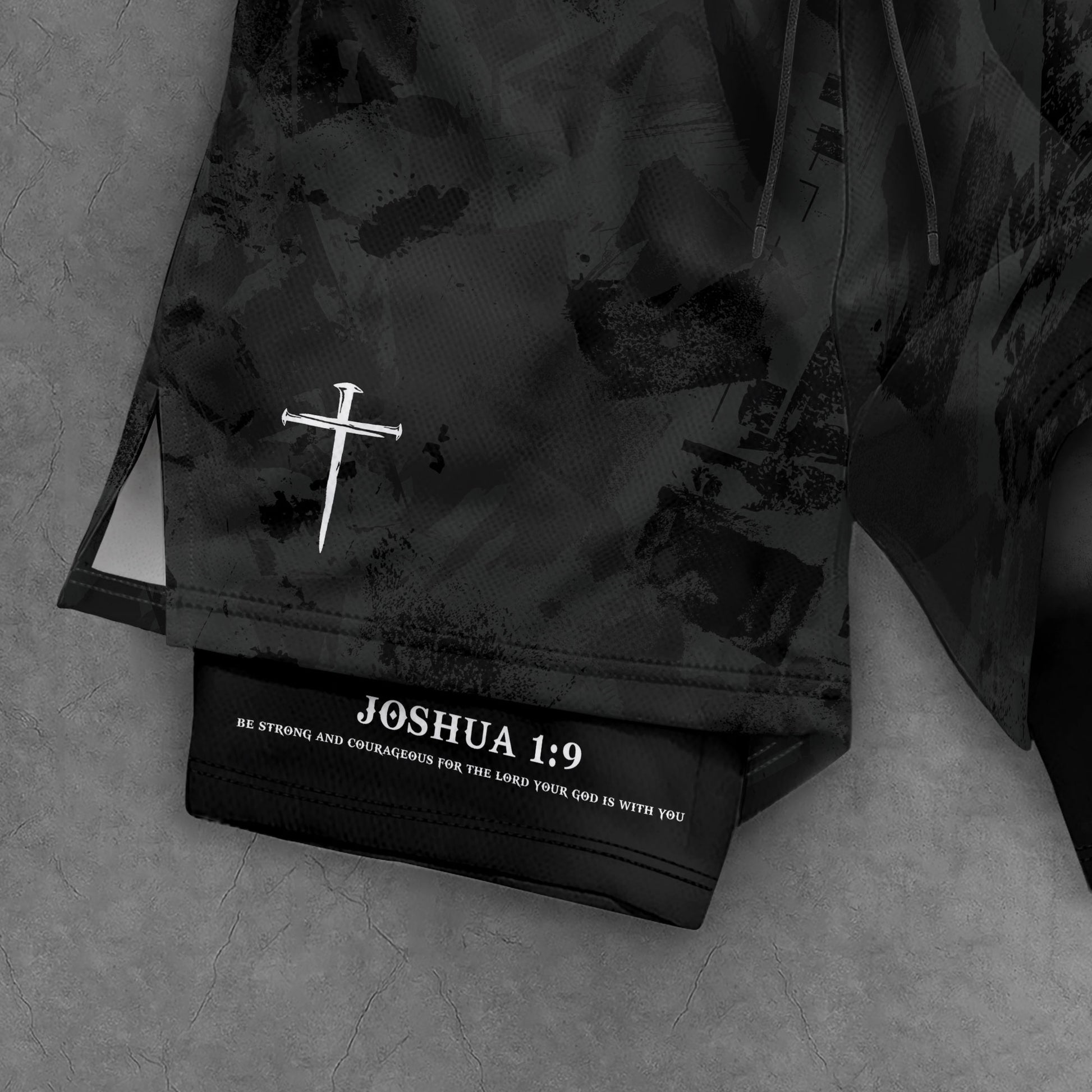 Joshua 1:9 Bible Verse Christian Men Gym Shorts Jesus Knight Kneeling Cross Training Activewear - Rust Field Wear