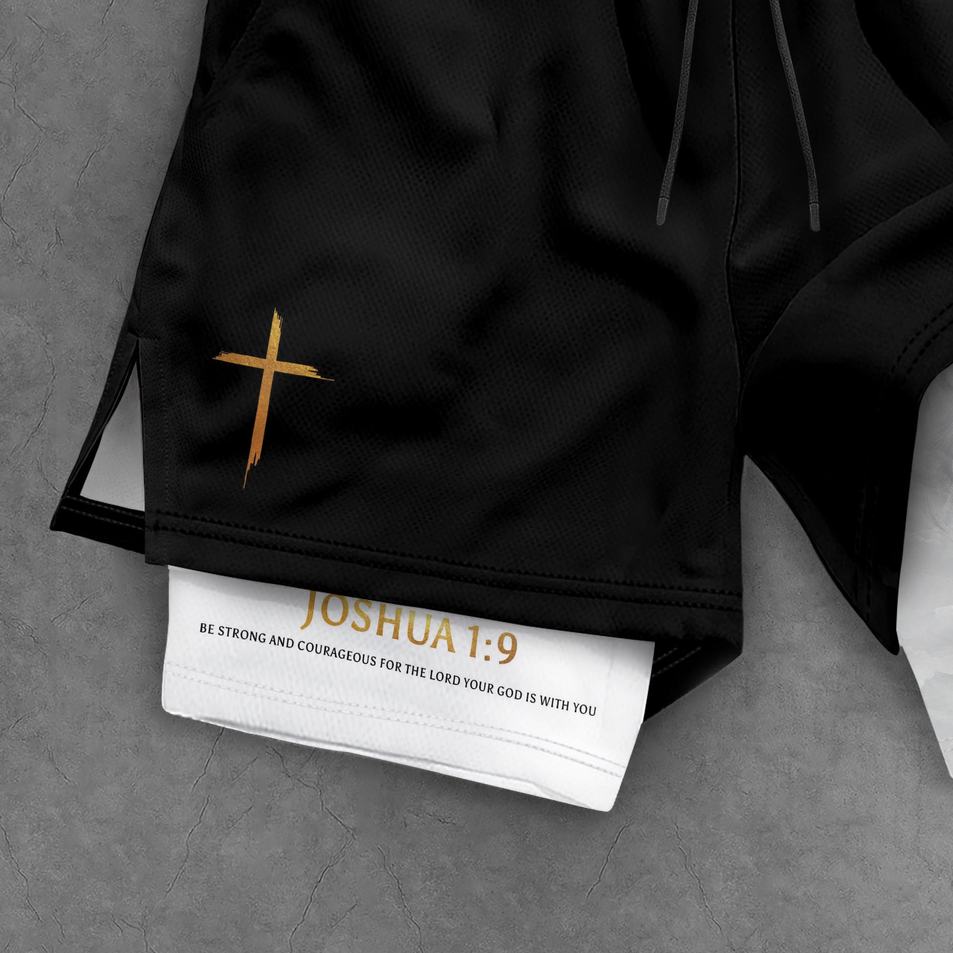 Joshua 1:9 Bible Verse Christian Men Workout Shorts Gold Lion of Judah Training Apparel - Rust Field Wear