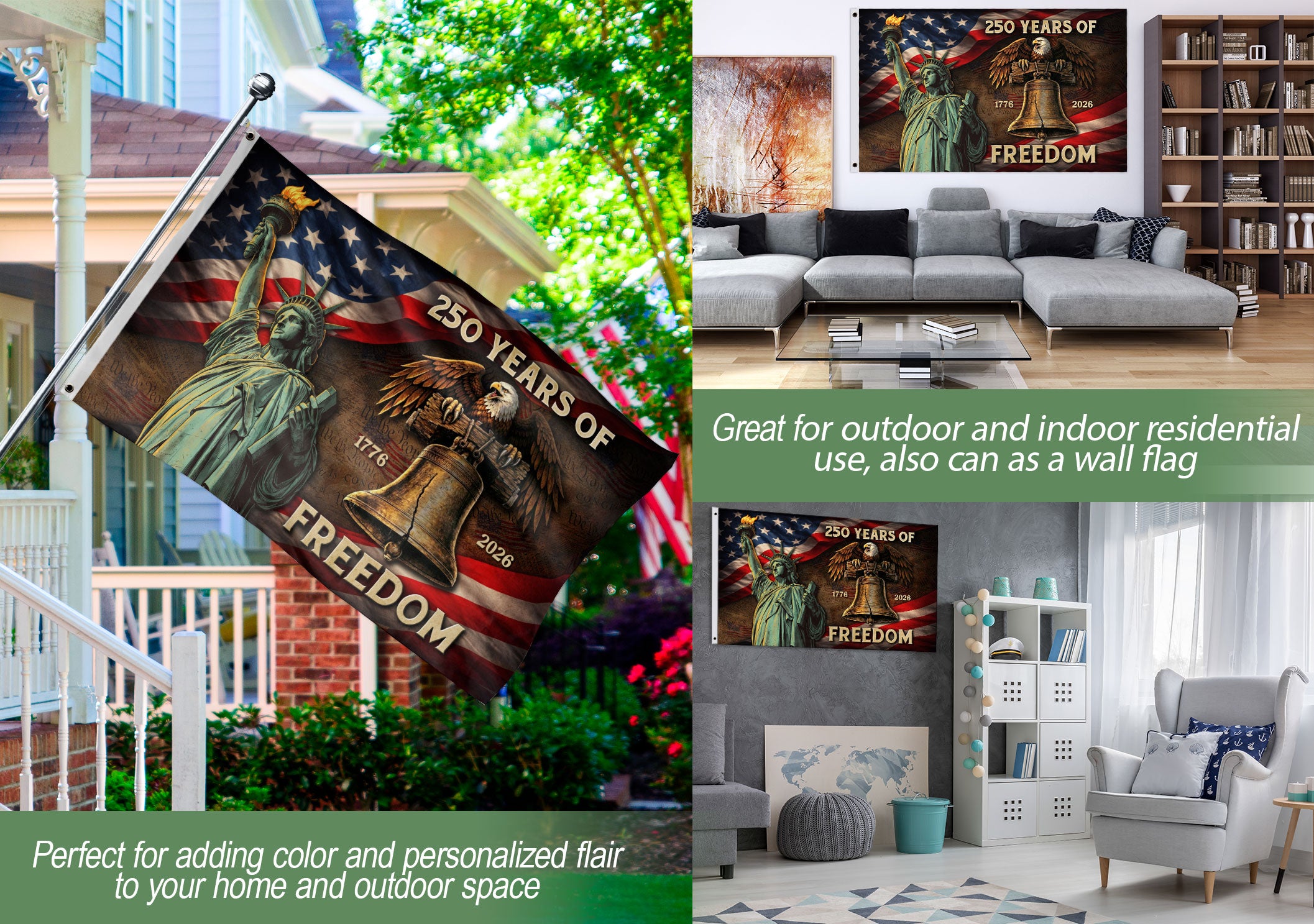 250 Years of Freedom Double-Sided House Flag 1776–2026, Patriotic 250th American Decor