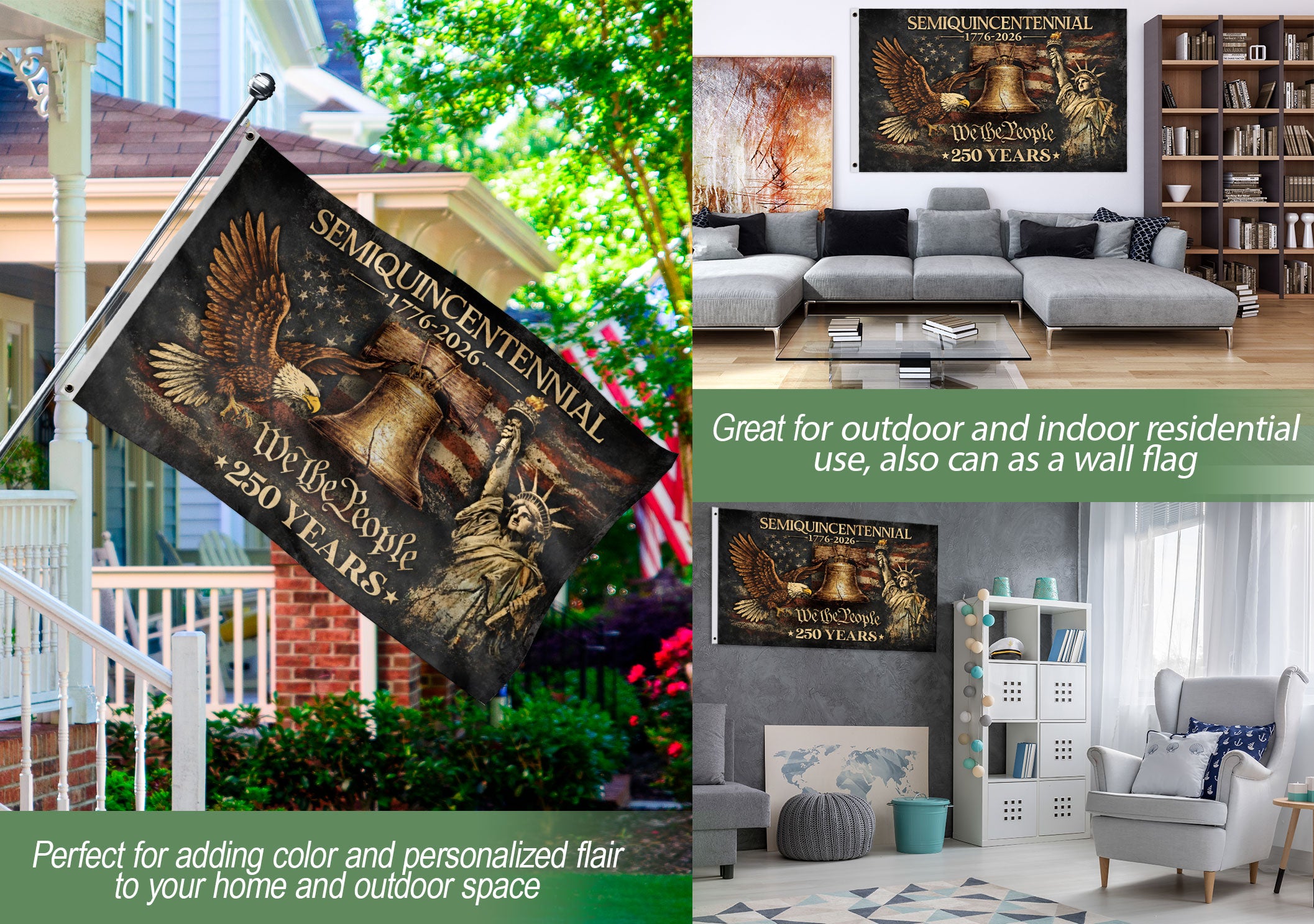 USA 250th Anniversary Garden Flag 250 Years Semiquincentennial 1776-2026 We The People Liberty Freedom Patriotic