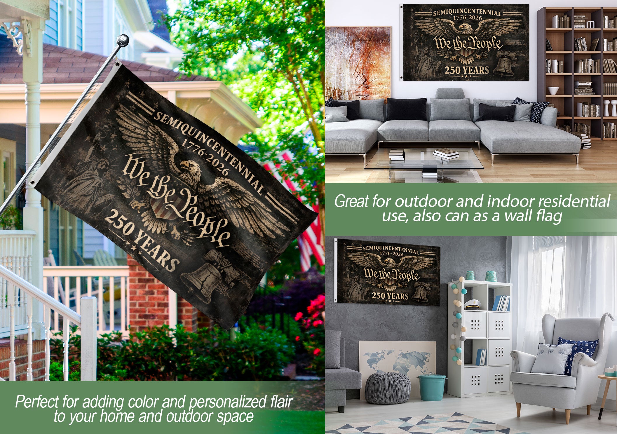 USA 250 Years Semiquincentennial Garden Flag 1776-2026 We The People American Heritage Eagle Strength Patriotic