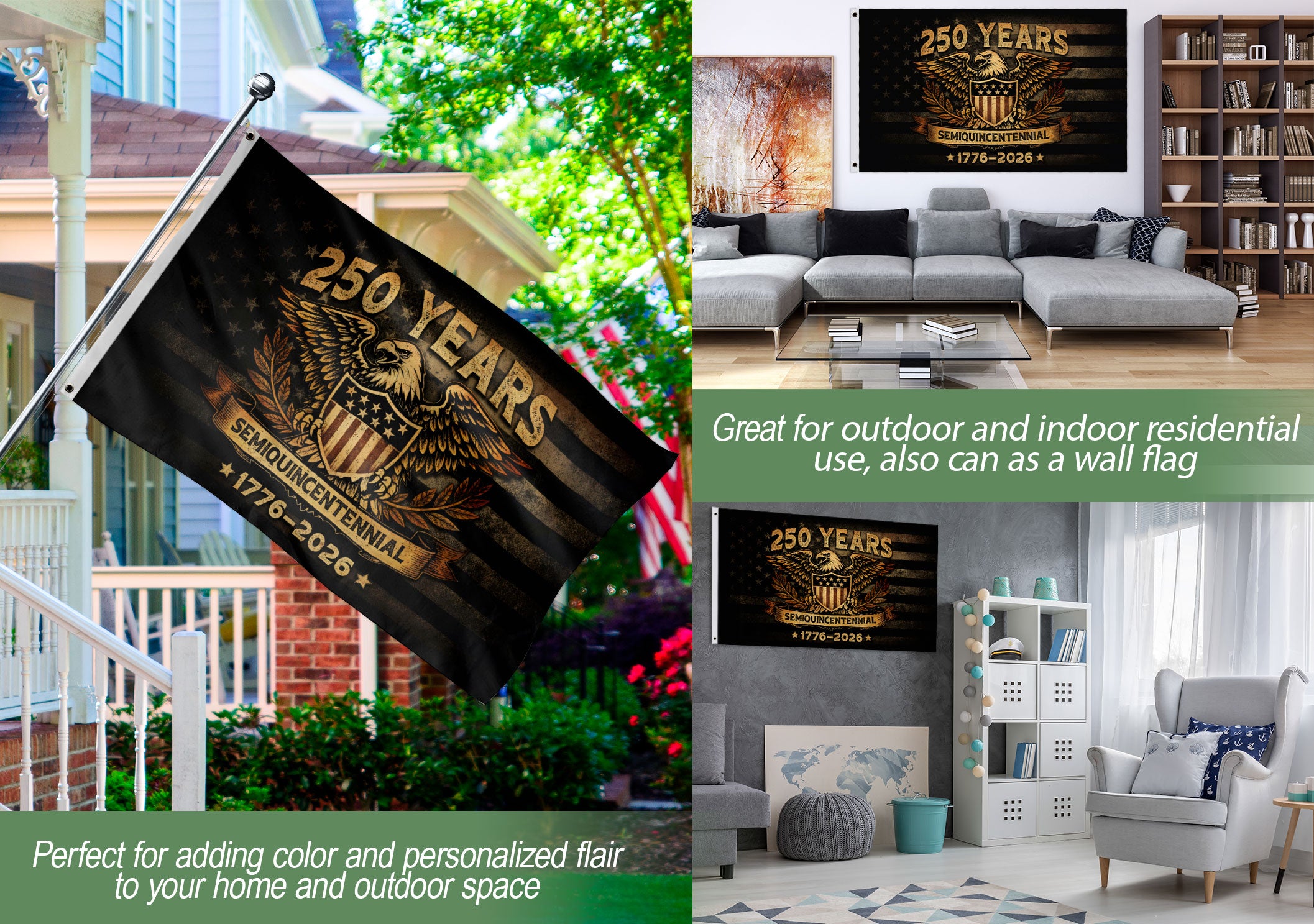 United States 250th Semiquincentennial Anniversary Flag 1776-2026 American Eagle Heritage Patriotic