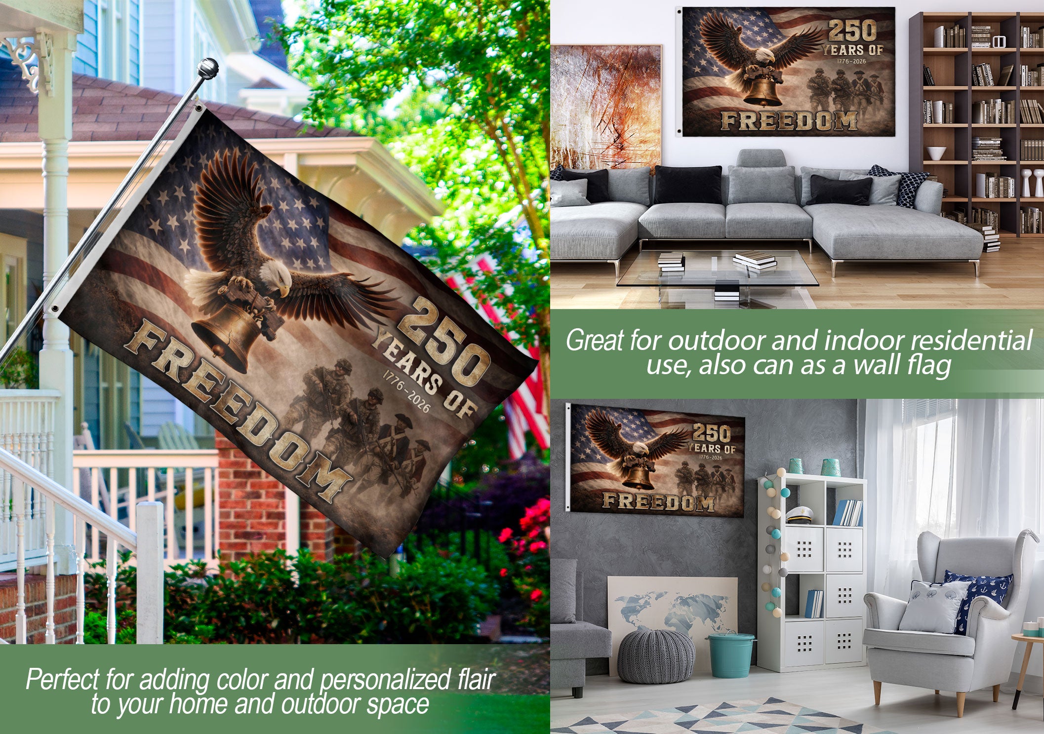 250 Years of Freedom USA Flag 1776–2026 – American Flag with Eagle & Liberty Bell Design