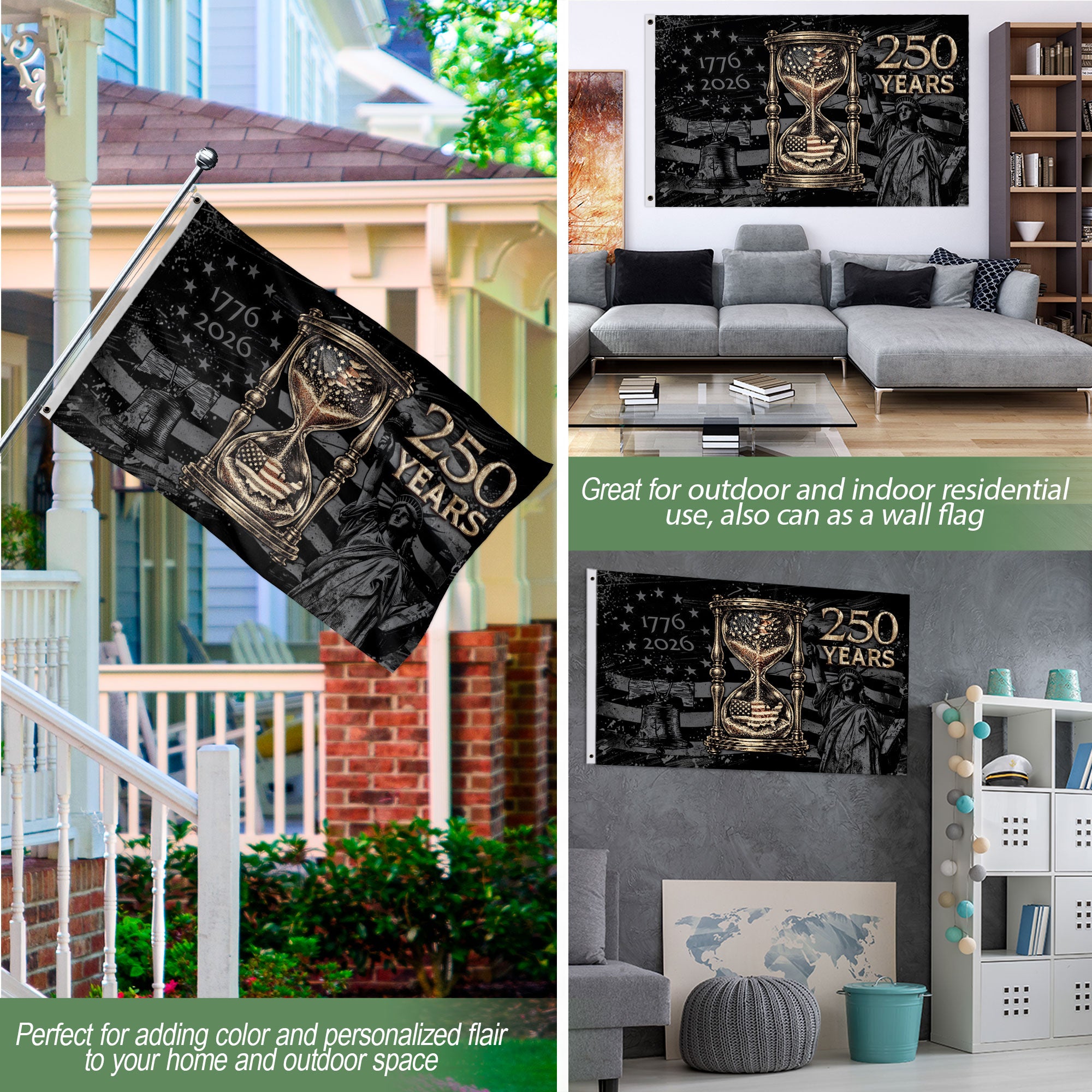 United States 250 Years Anniversary Flag 1776–2026, American Eagle Patriotic Heritage Flag