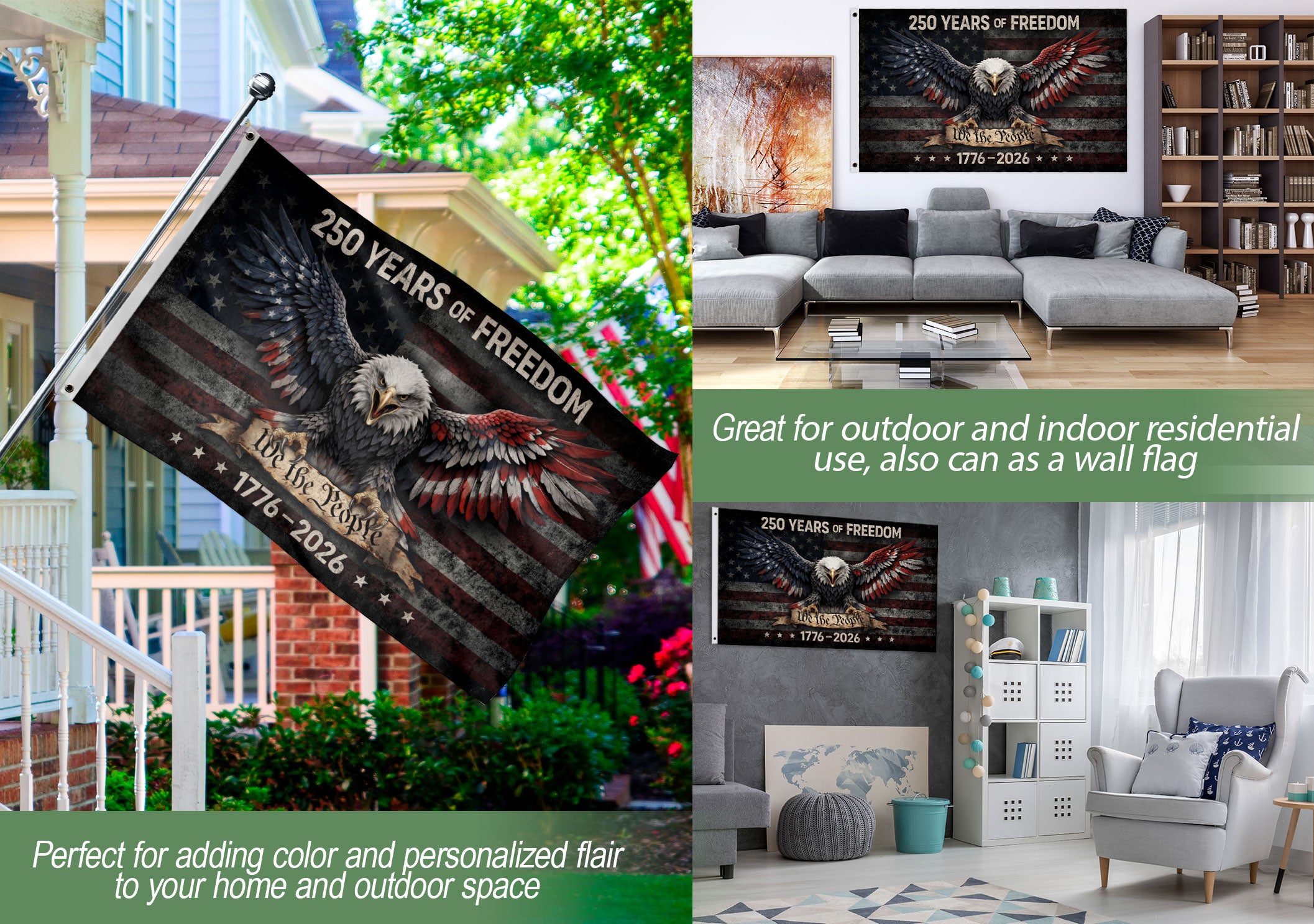 USA 250th Anniversary Flag 1776-2026 Double-Sided Patriotic 250 Years of Freedom We The People Semiquincentennial