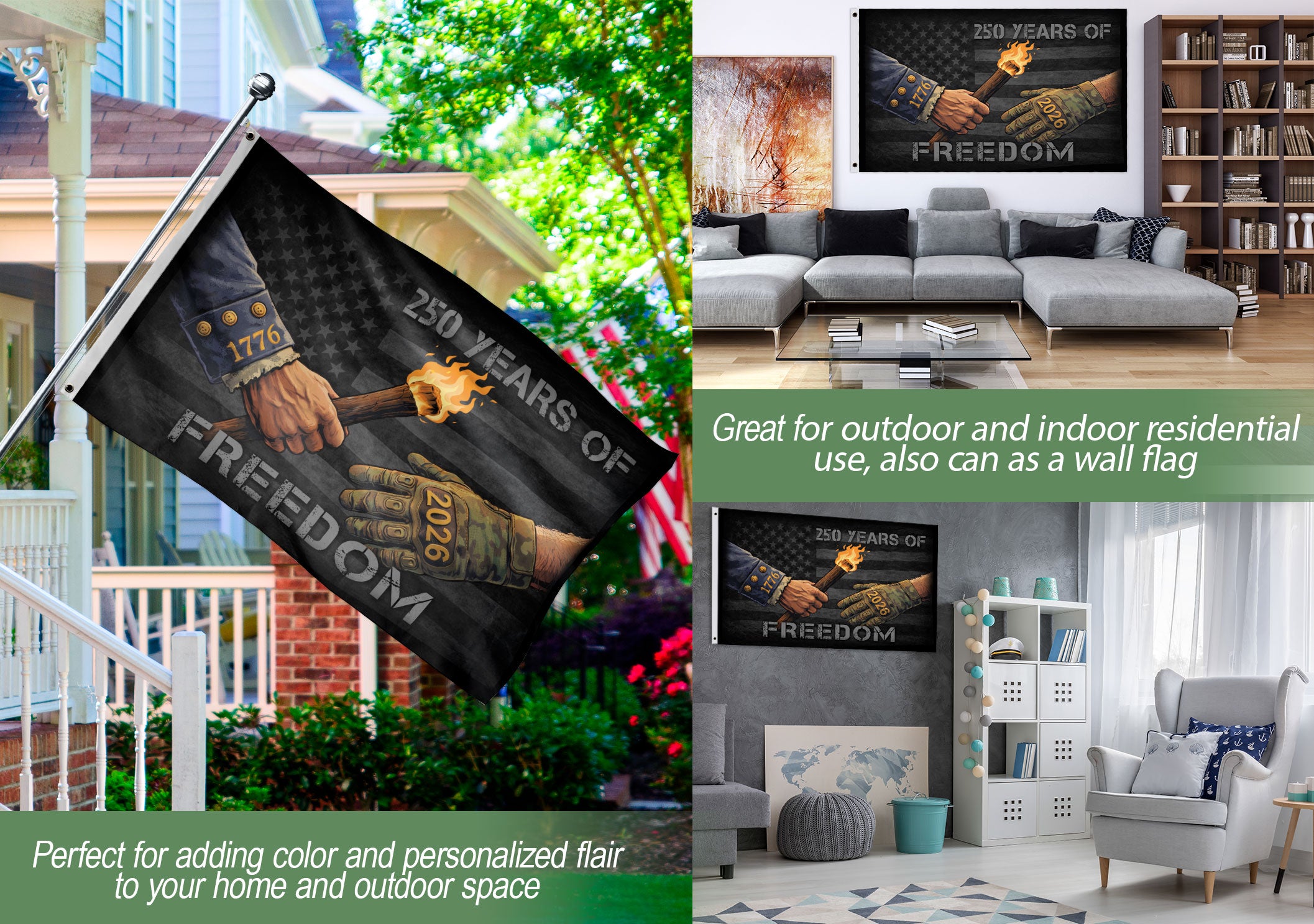 USA 250th Anniversary Garden Flag 250 Years of Freedom 1776-2026 Past Present Legacy Patriotic Heritage