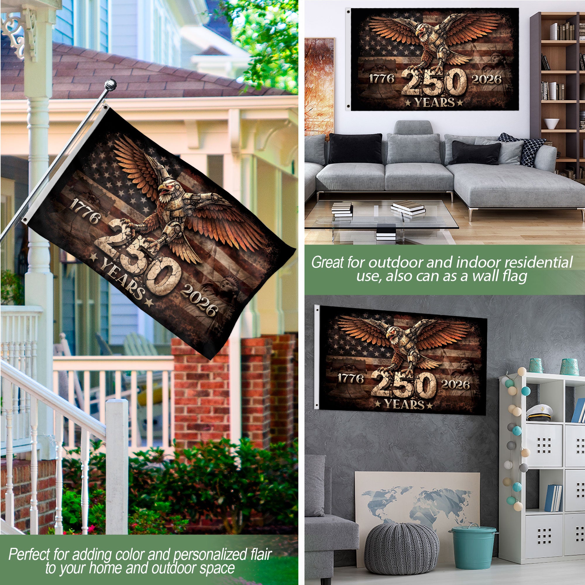 United States 250th Anniversary Flag 1776–2026 American Eagle Patriotic Garden Flag