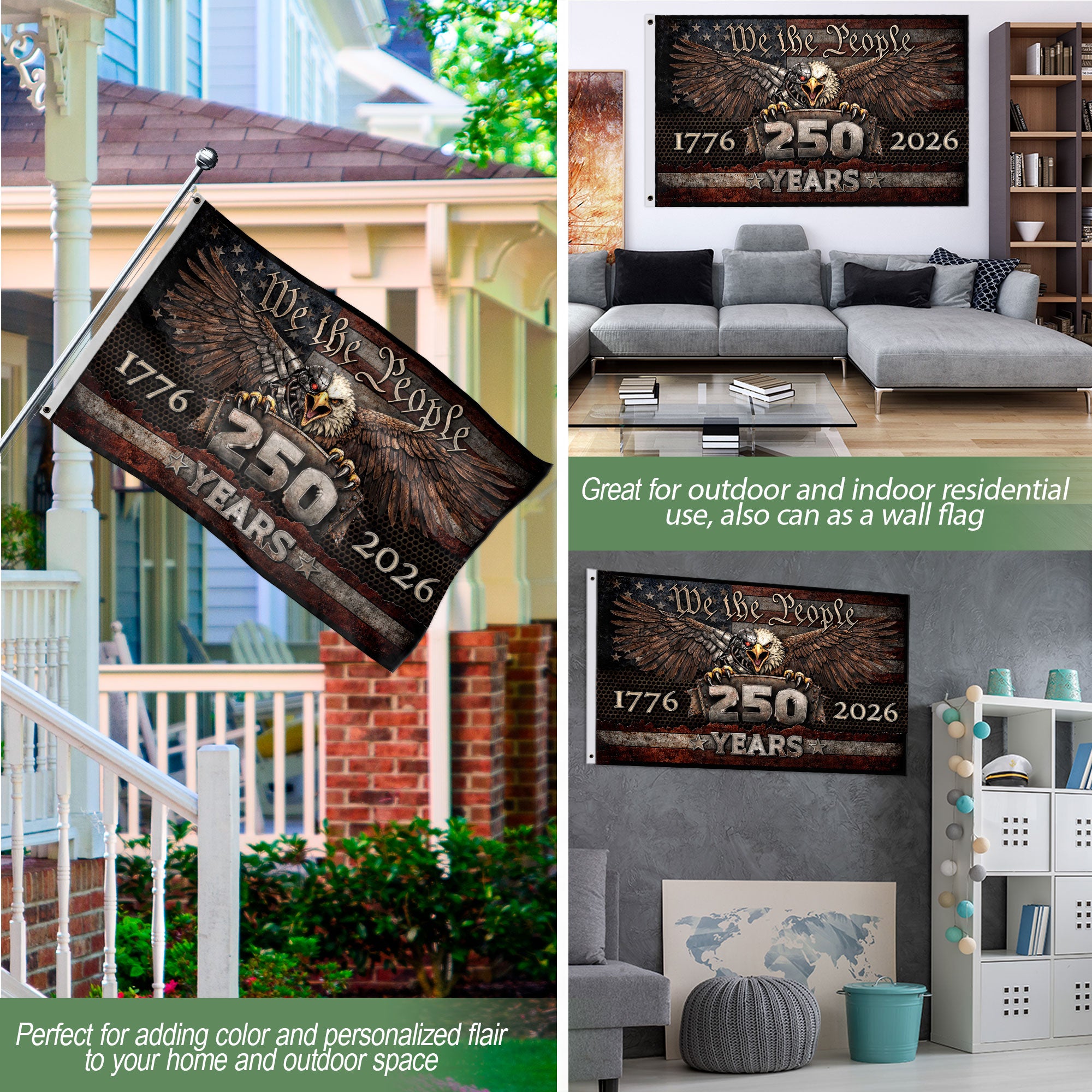 USA 250 Years Independence Flag 1776–2026 American Eagle Patriotic Outdoor Garden Flag