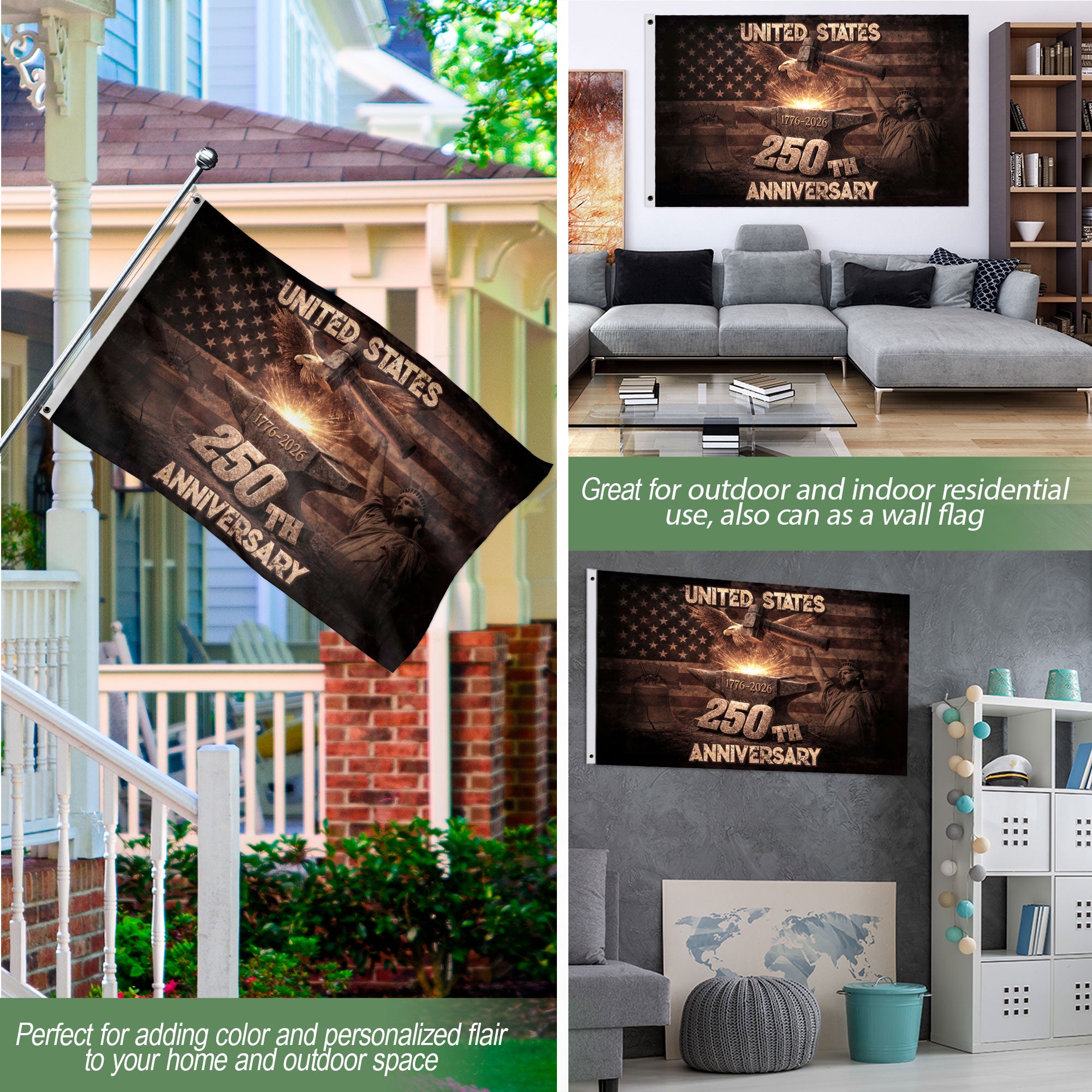 United States 250th Semiquincentennial Flag 1776–2026 Patriotic Outdoor Garden Flag