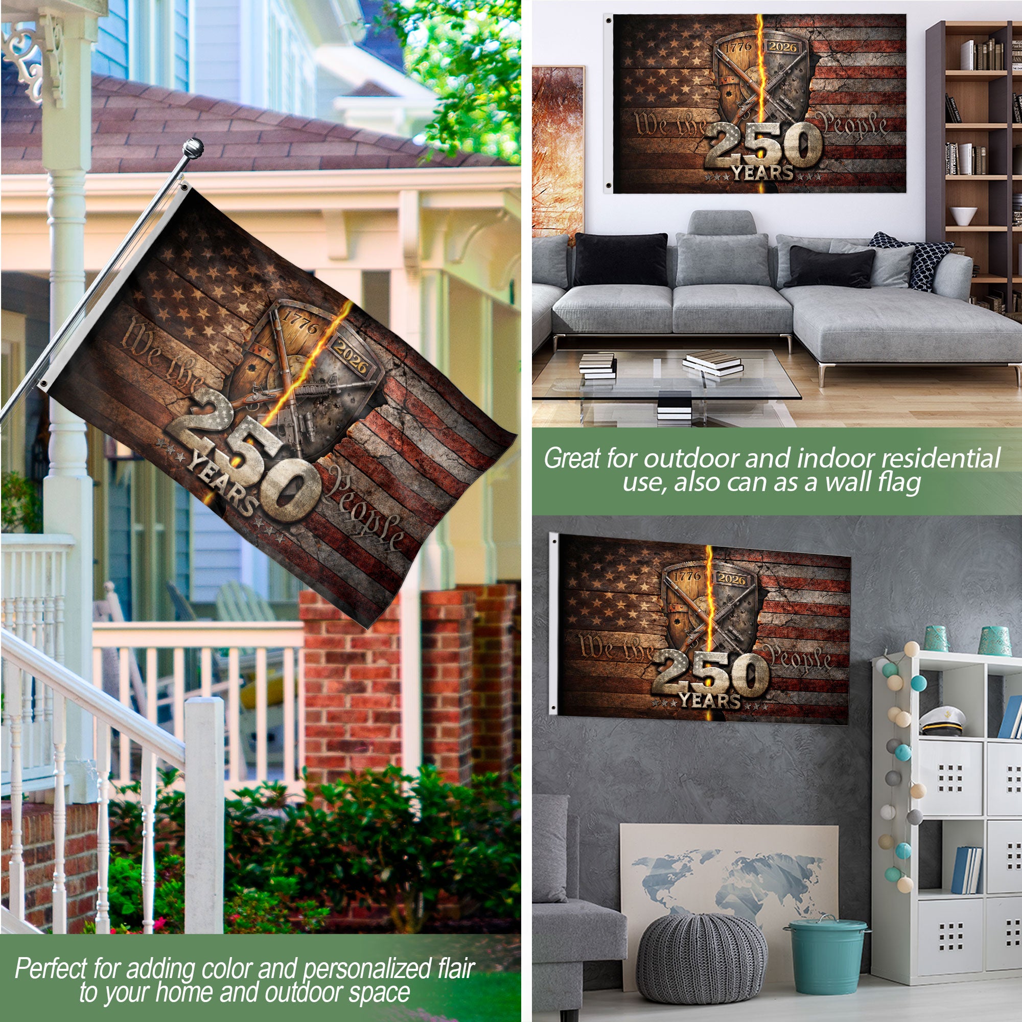 United States 250th Independence Anniversary Flag 1776–2026 Modern Patriotic Garden Flag