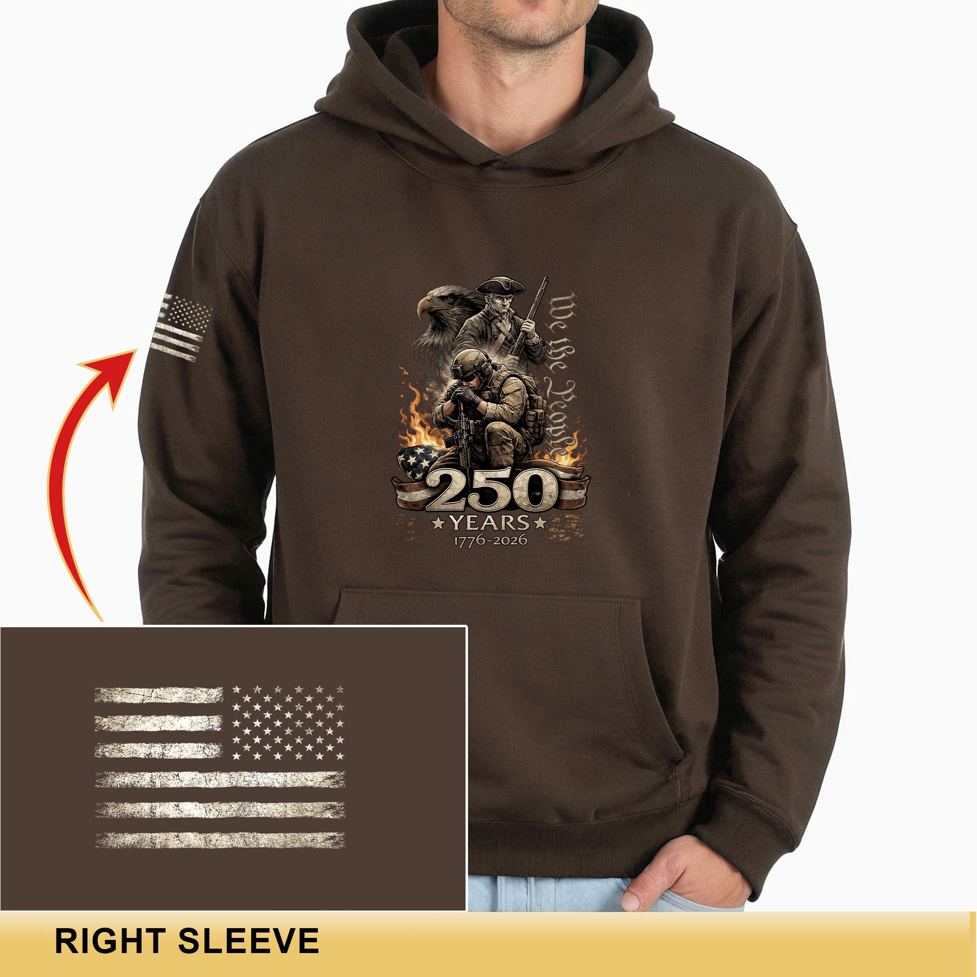 USA 1776–2026 250th Anniversary Hoodie, Timeless American Heritage Celebration Apparel