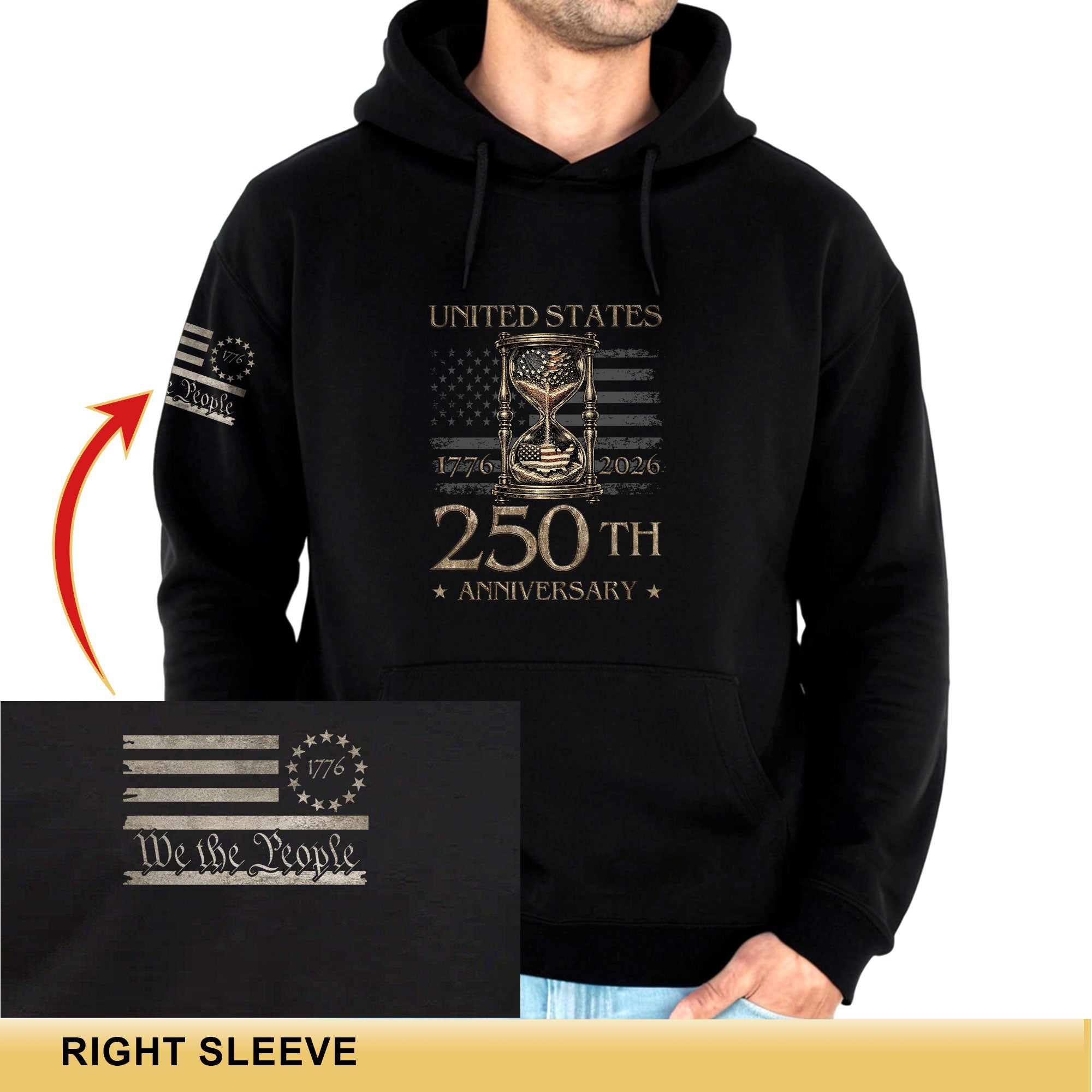 250th Anniversary USA Hoodie 1776–2026, Classic American History Celebration Unisex Hoodie