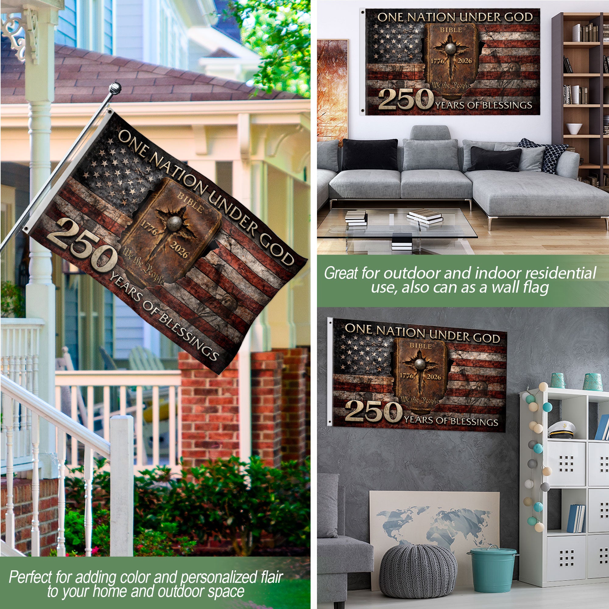 Patriotic USA 250th Celebration Christian Garden Flag Faith Inspired Decor