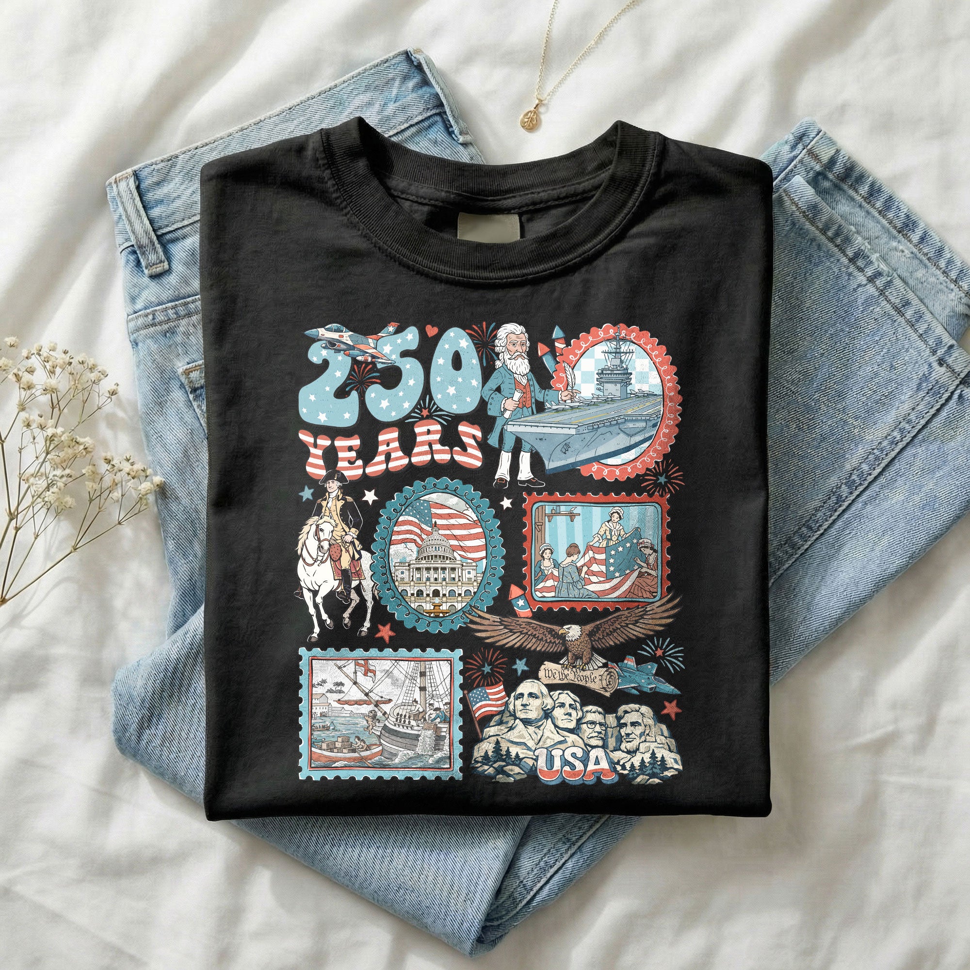 250 Years of Freedom 1776-2026 T-Shirt - Retro Vintage USA 250th Celebration Shirt
