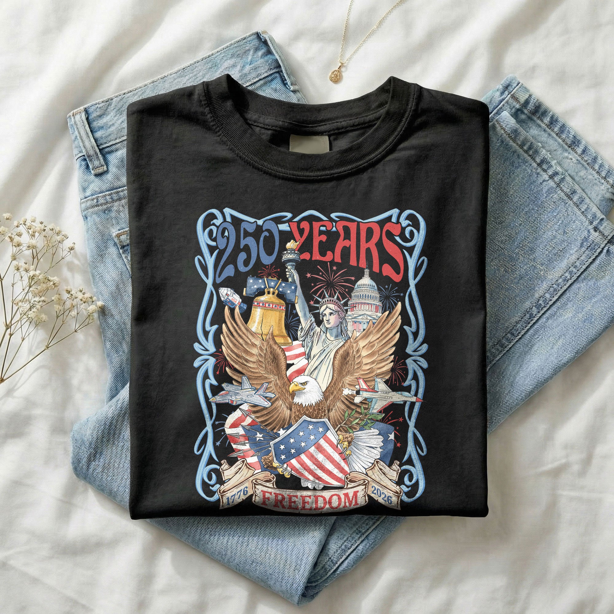 USA 250 Years of Freedom Shirt -1776 Independence Day 2026 Retro Graphic Tee
