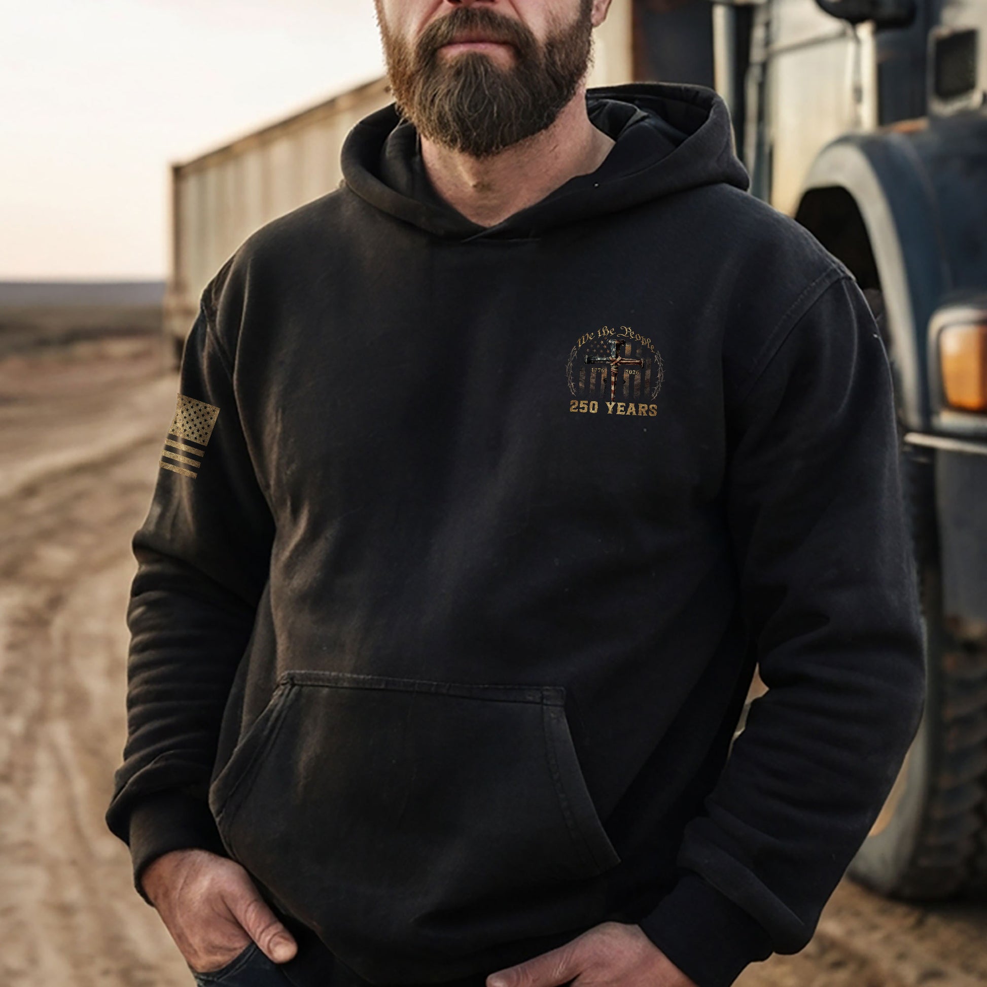 250 Years America Christian Freedom Hoodie 1776–2026 Patriotic Celebration - Rust Field Wear