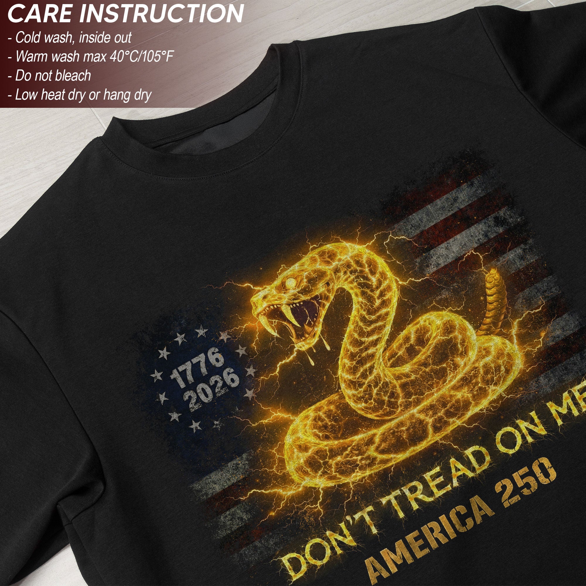 Don’t Tread on Me America 250 Bootleg Tee – Electric Snake 1776–2026 Graphic