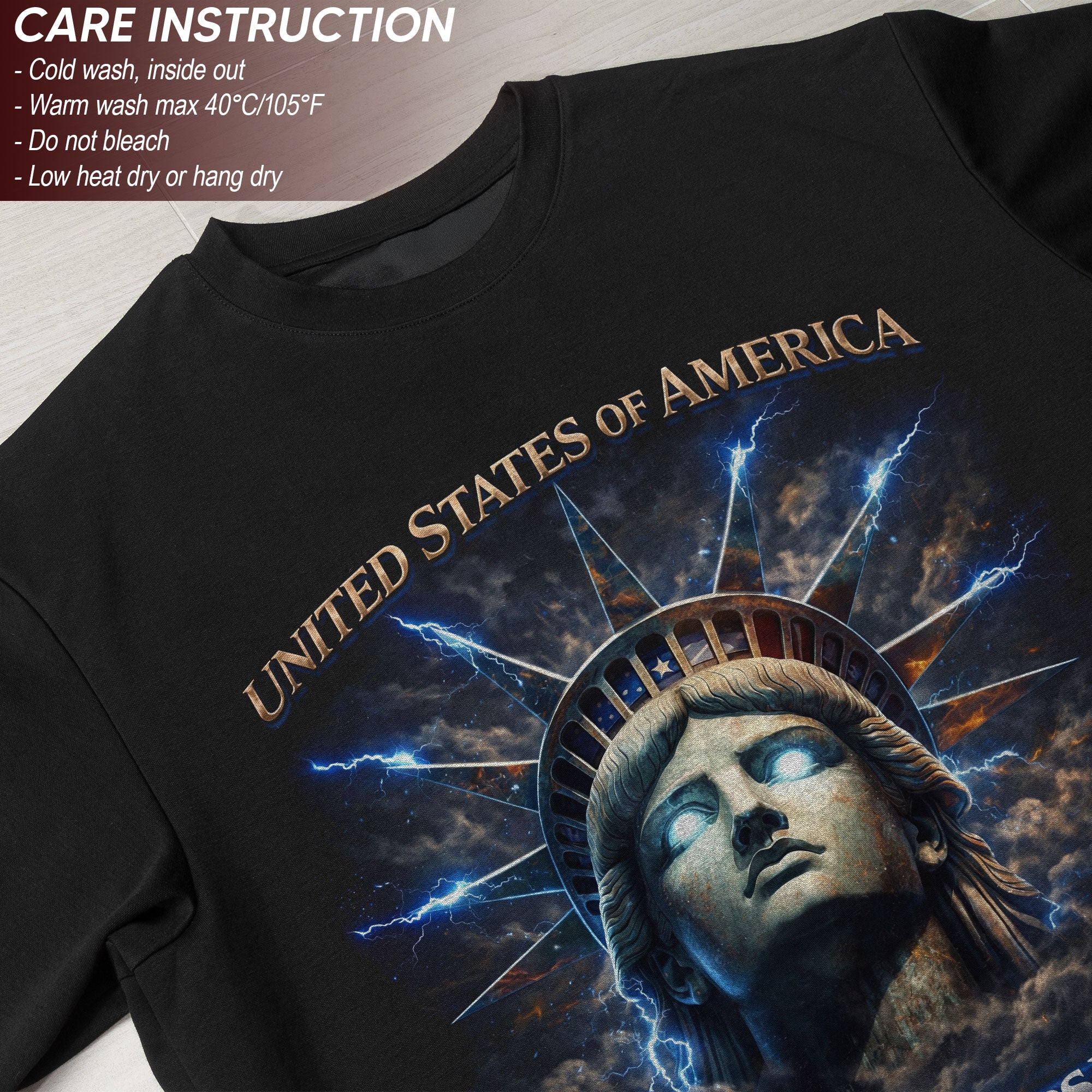 USA 250th Anniversary Bootleg Tee – Electric Liberty Crown Street Graphic