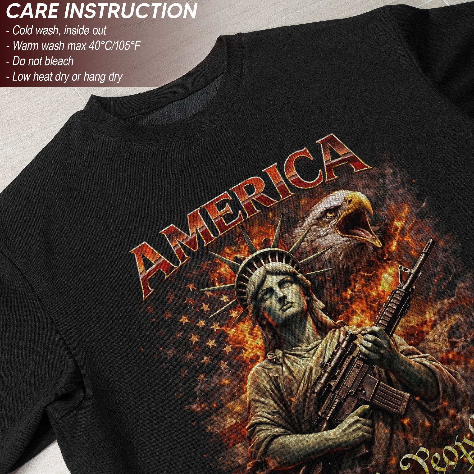 America We The People Bootleg Tee – Liberty Armed, Eagle Fire & 250 Years Chaos