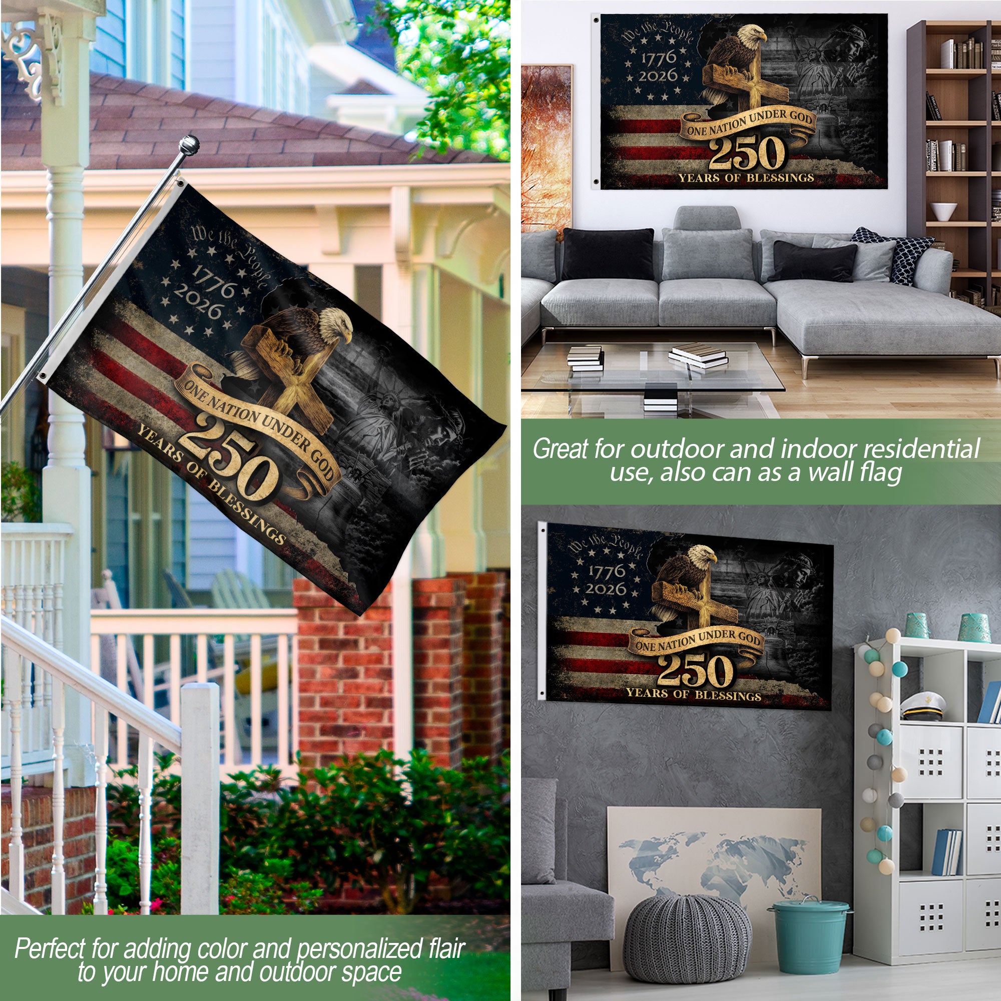 250 Years of Blessings American Flag – Christian Patriotic Semiquincentennial Garden Flag