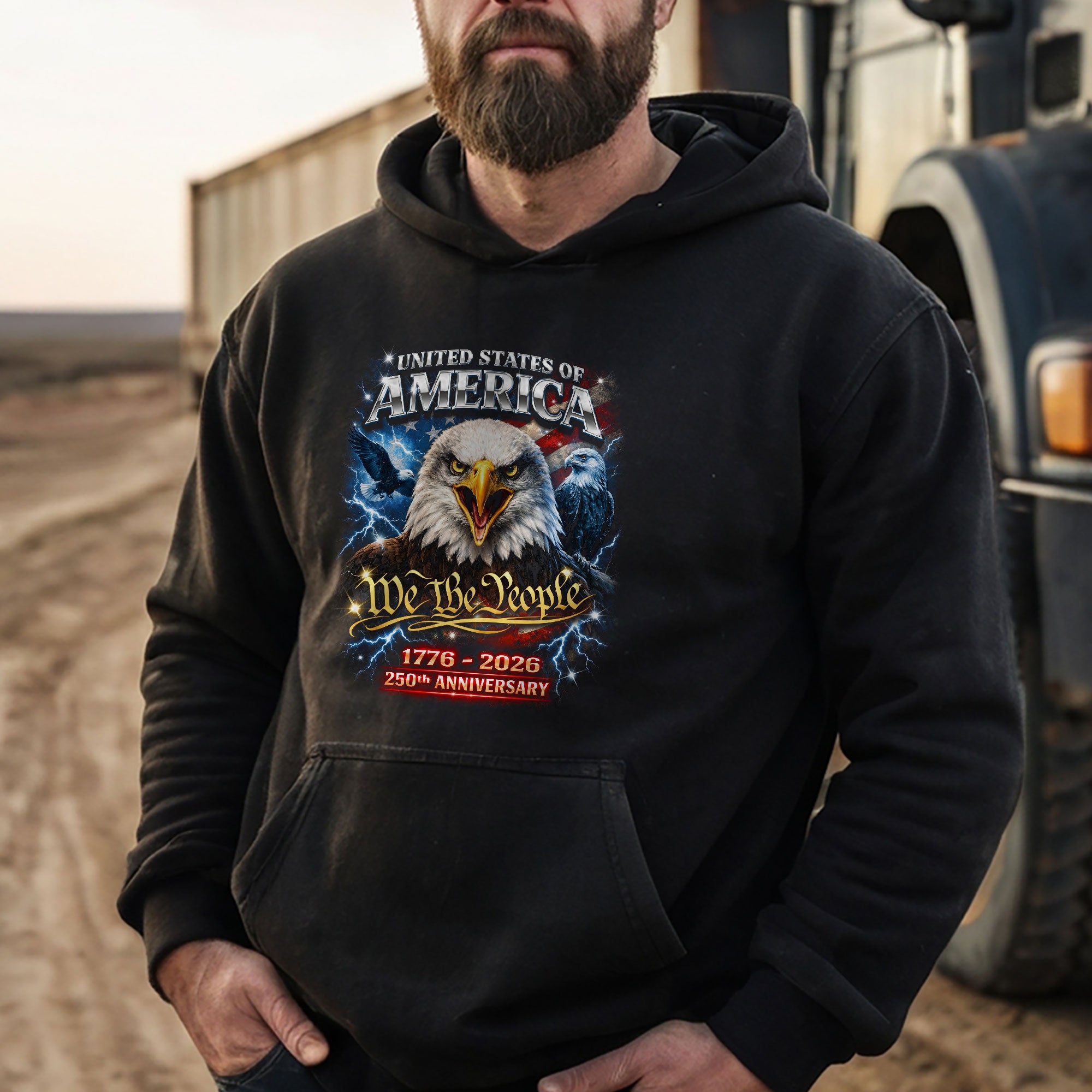 Retro 90s Bootleg United States 250 Anniversary Hoodie - 1776-2026 We The People Eagle Graphic Hoodie, Retro Patriotic Apparel