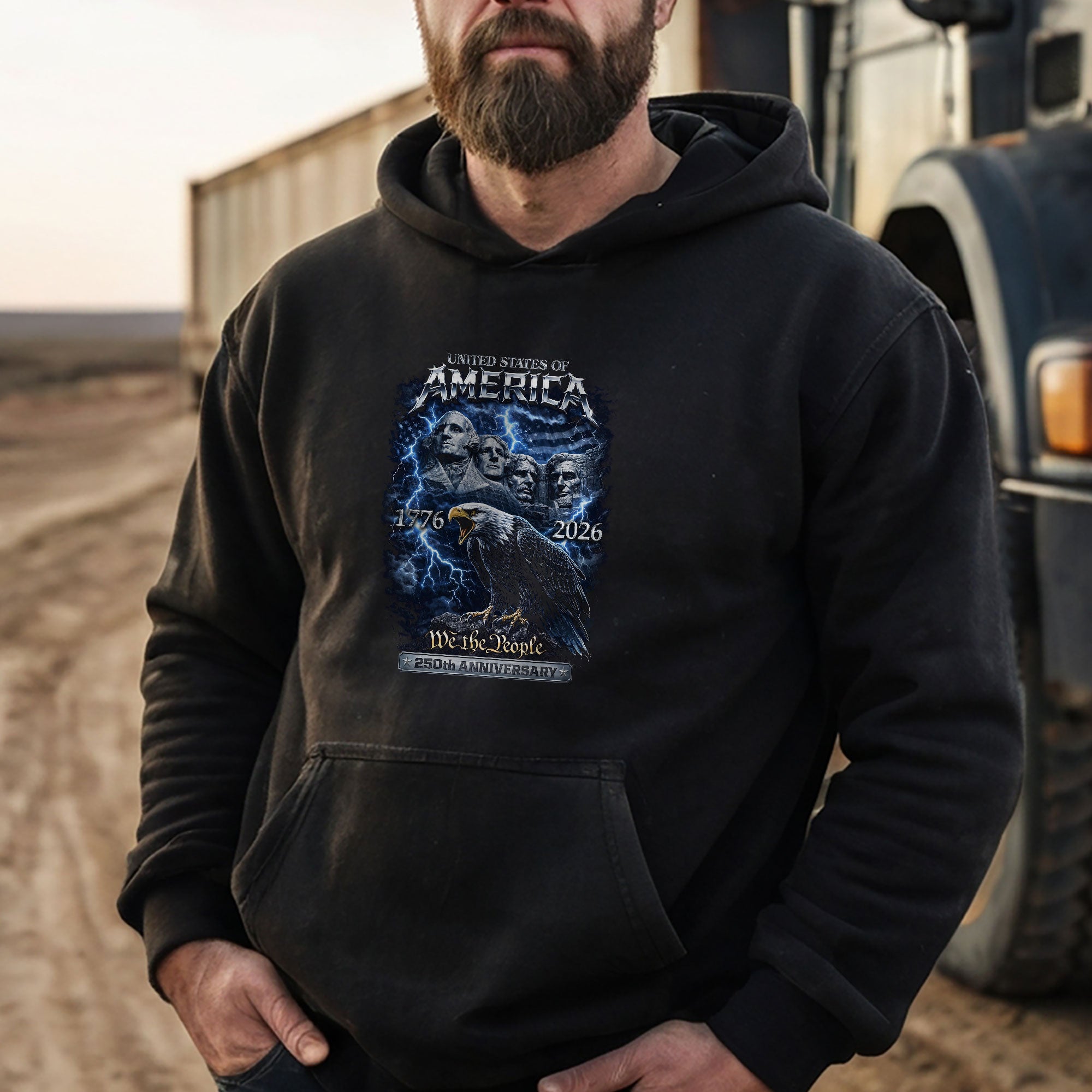 USA 250th Anniversary 1776-2026 Semiquincentennial Hoodie – Lightning Bootleg Patriotic Eagle 250 Birthday Freedom Men’s Apparel
