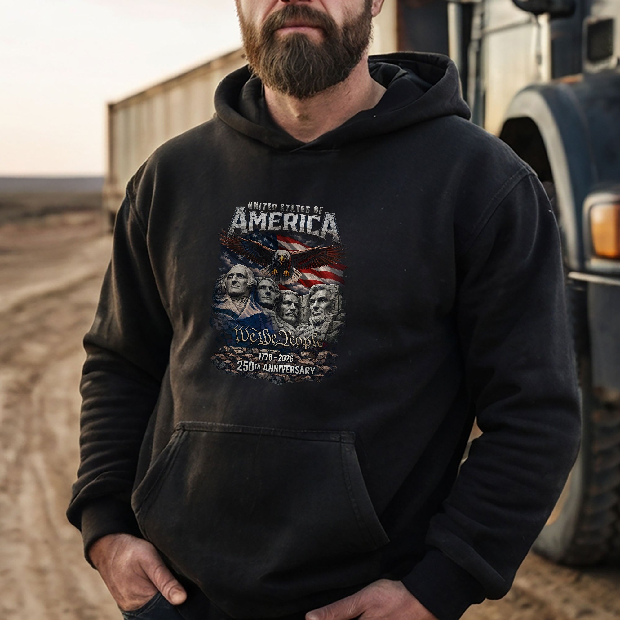 USA 250th Anniversary 1776-2026 Semiquincentennial Hoodie – Vintage Bootleg Metallic We The People Eagle 250 Years Birthday Men’s Hoodie