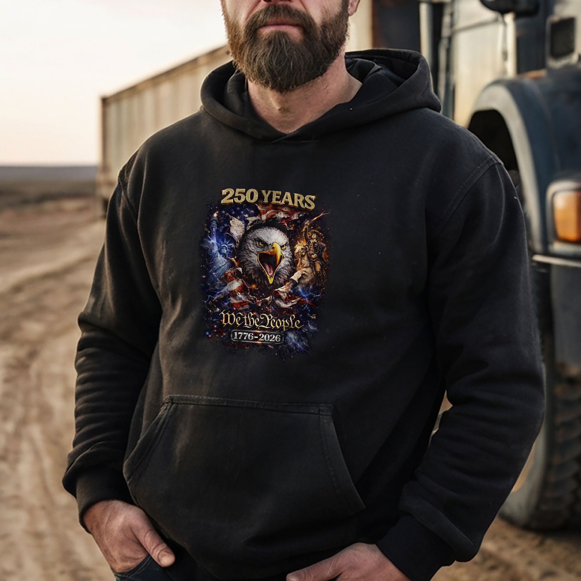 America 250th Anniversary Hoodie 1776-2026 – Eagle Statue of Liberty We The People Freedom Hoodie