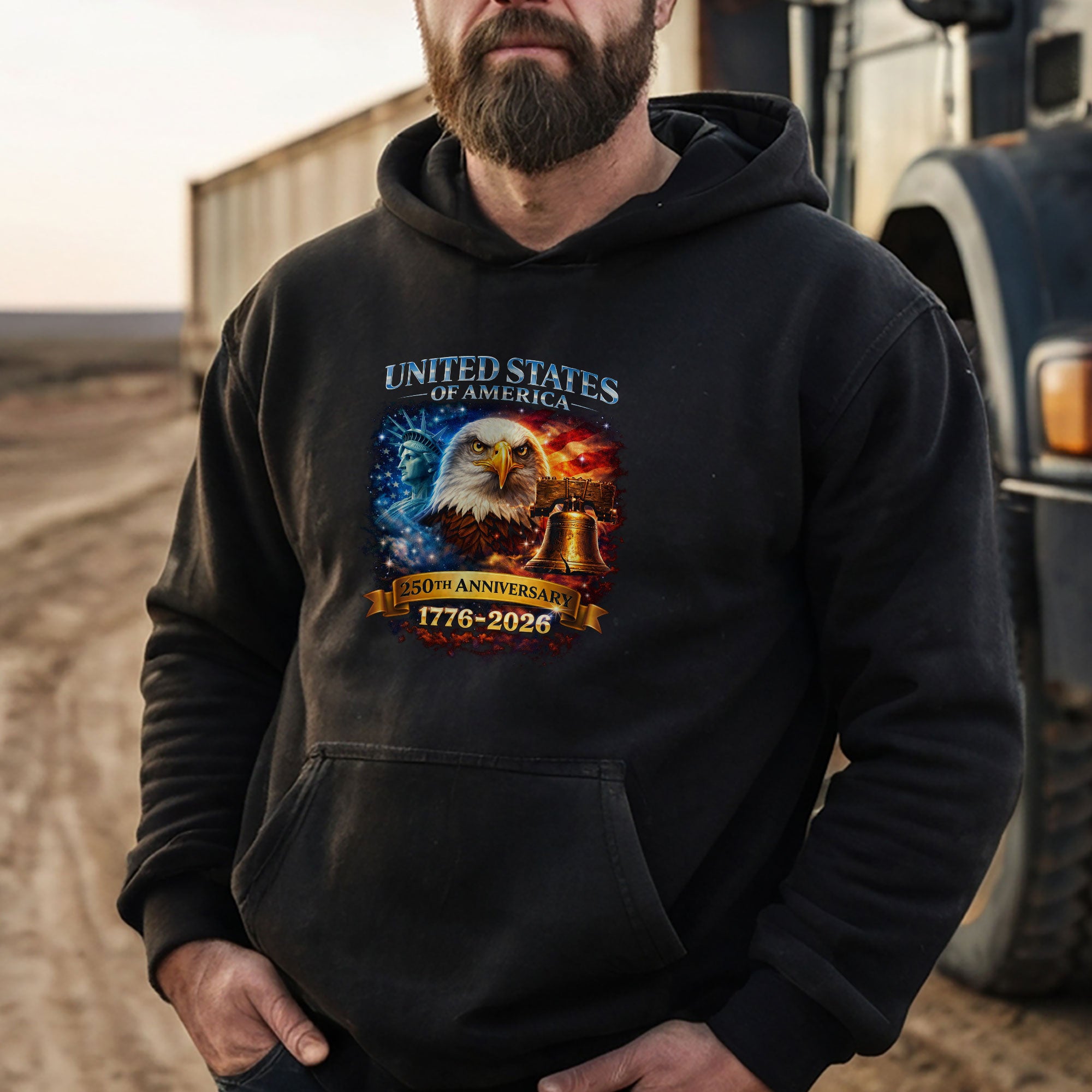 United States 250th Anniversary Hoodie 1776-2026 – Vintage Eagle Liberty Bell Statue of Liberty Hoodie