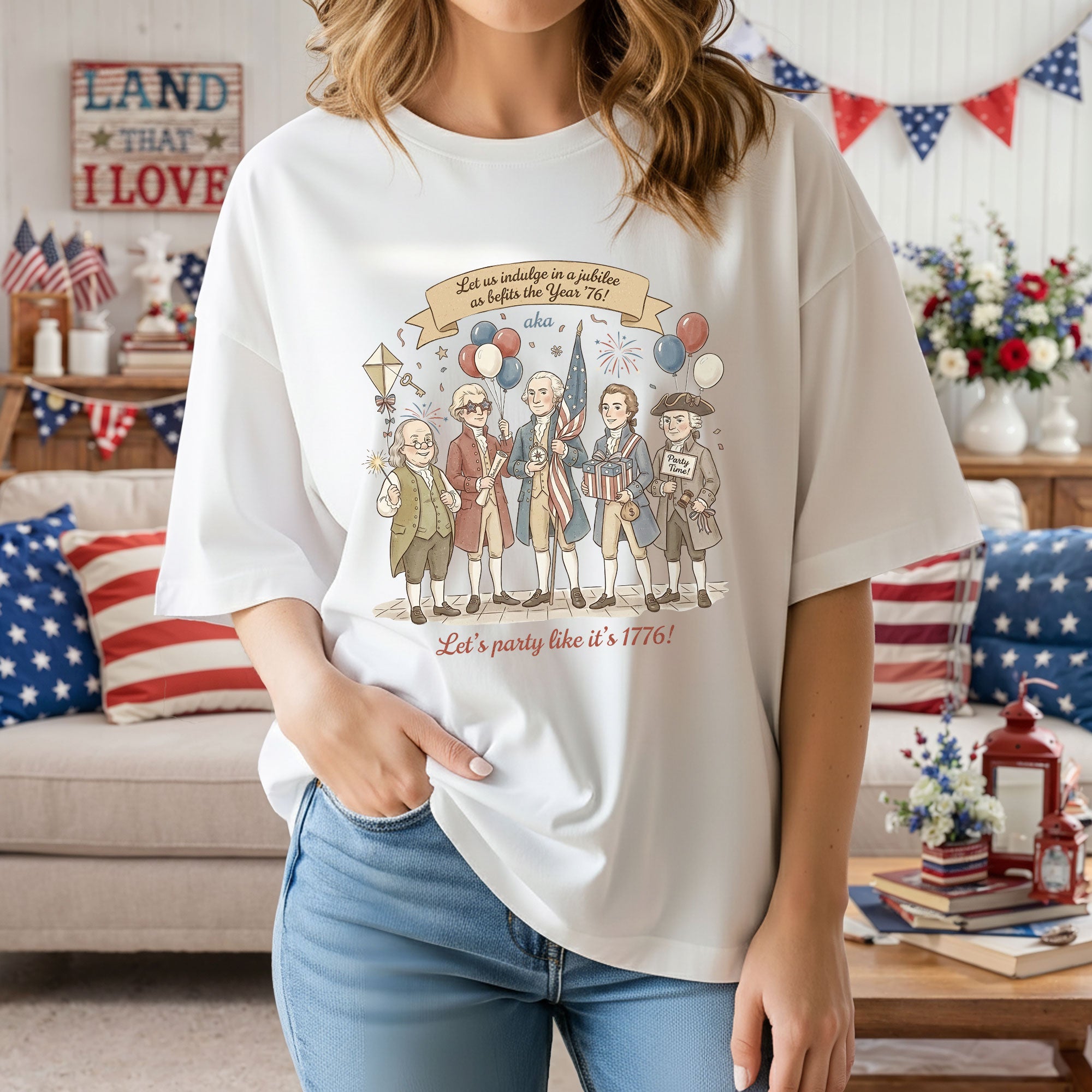 Vintage Funny Founding Fathers Shirt Let's Party Like It's 1776 Patriotic
