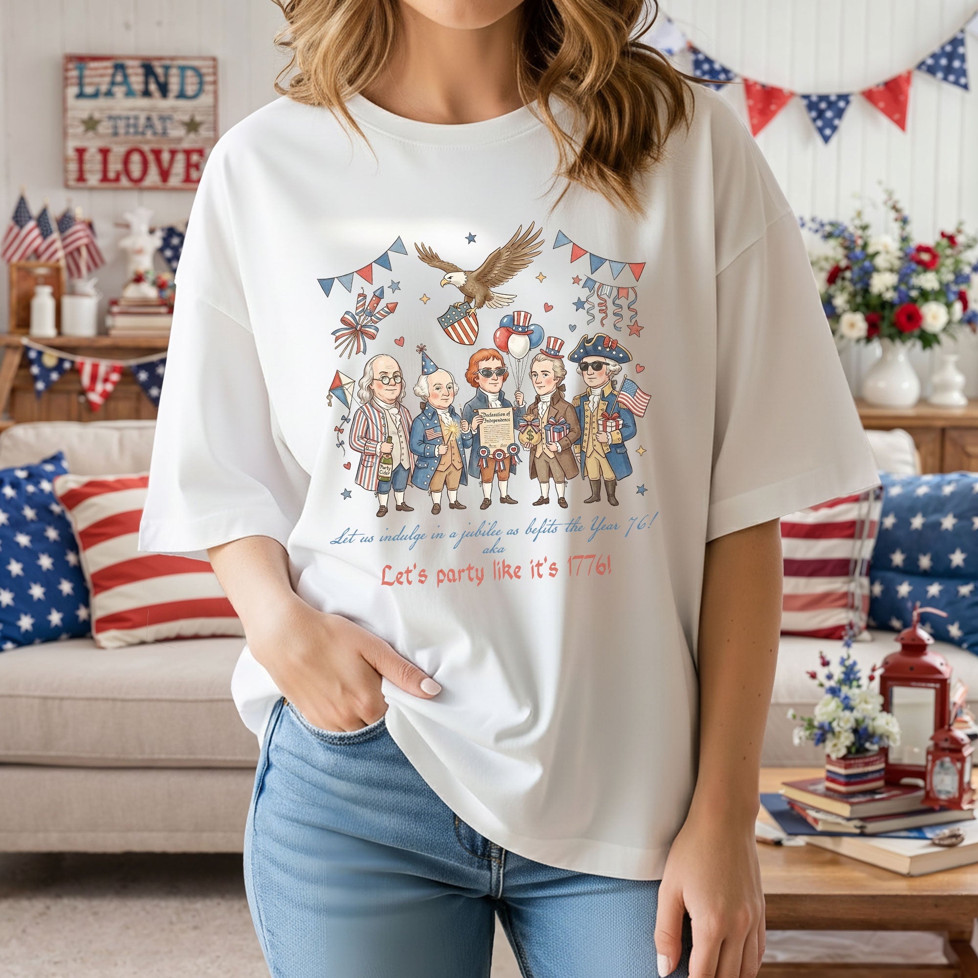 Funny Founding Fathers 1776 Party Shirt Patriotic Eagle Vintage America 250 Years