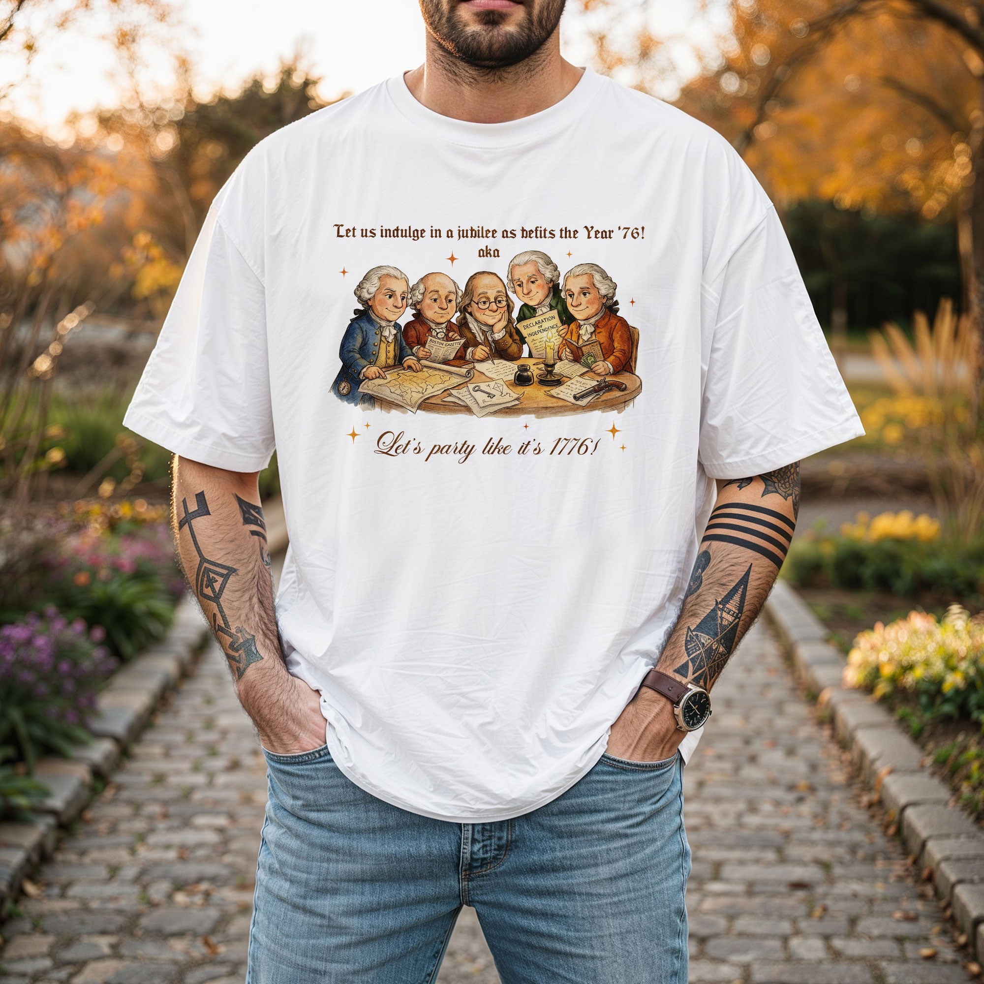 Funny Founding Fathers 1776 Vintage T-Shirt Patriotic 250th Anniversary USA