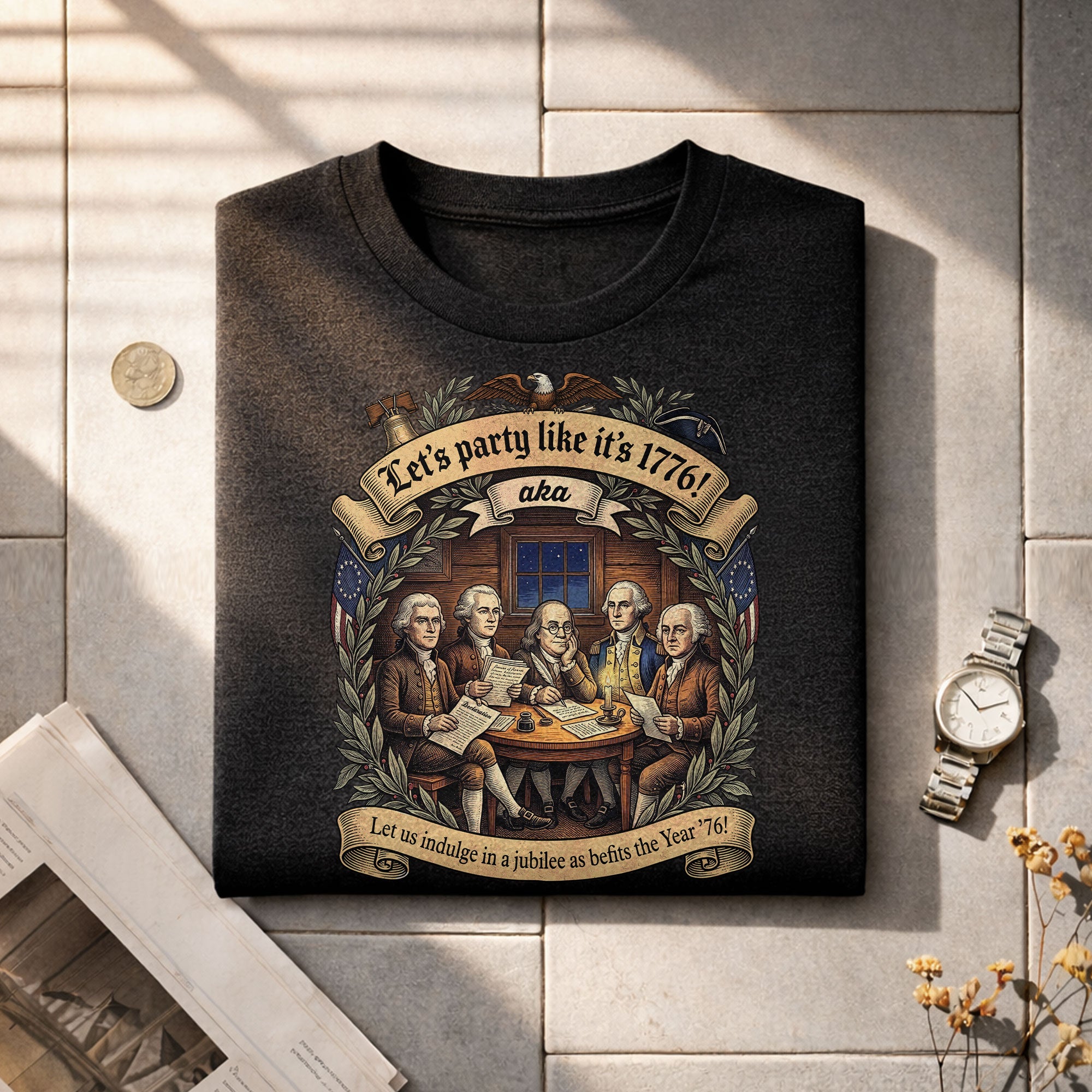 Let’s Party Like It’s 1776 Shirt Vintage Founding Fathers Patriotic USA